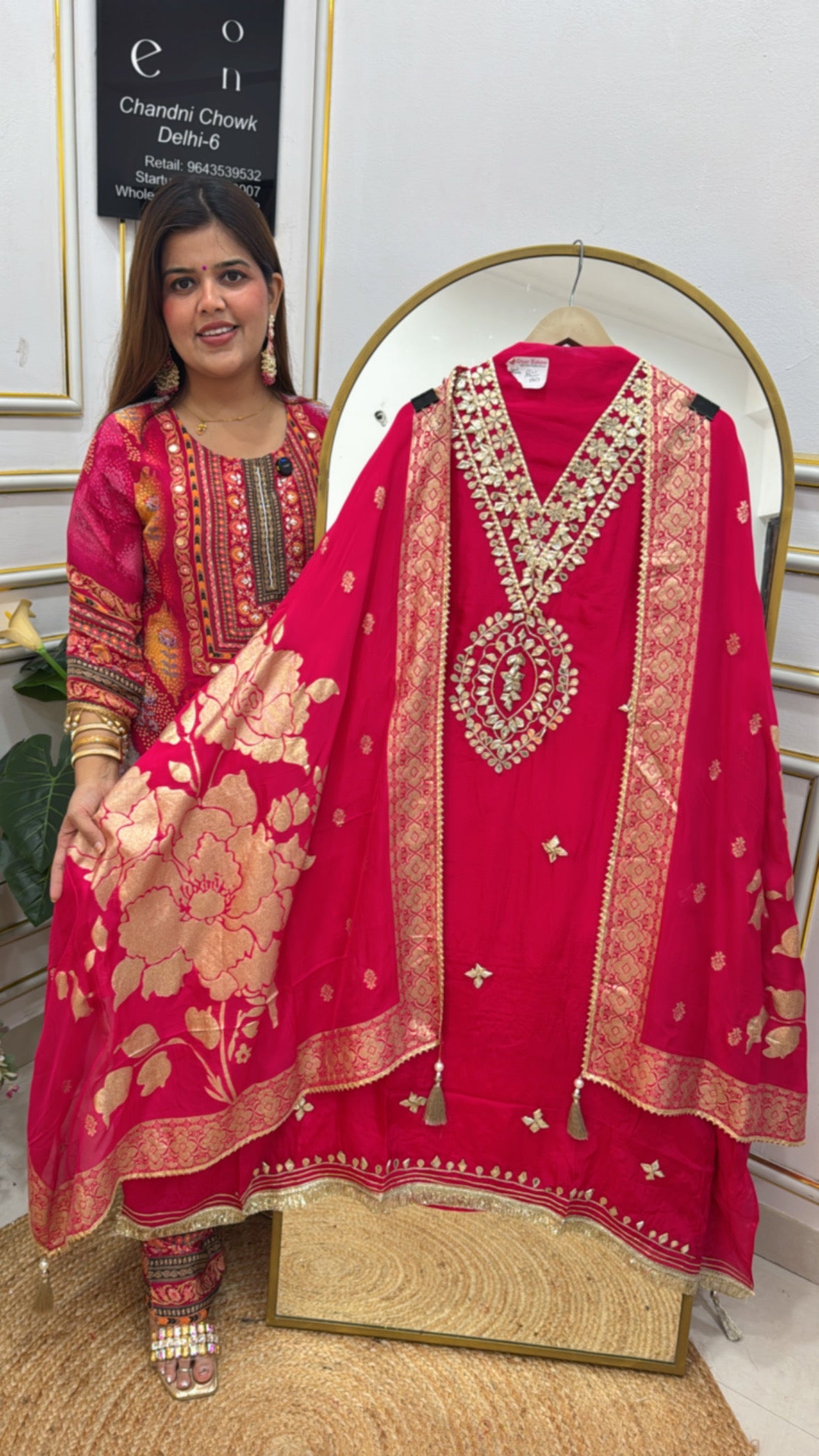 Gota patti special premium pure organza silk suit material with organza silk weaved dupatta GF639