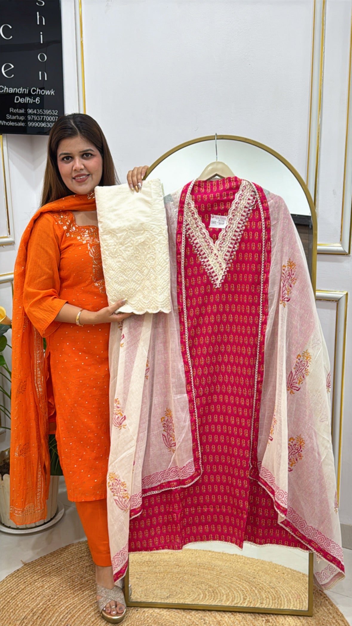 Pure Cotton Suit with Designer Dupatta &amp; Karachi Cotton Bottom GF 344