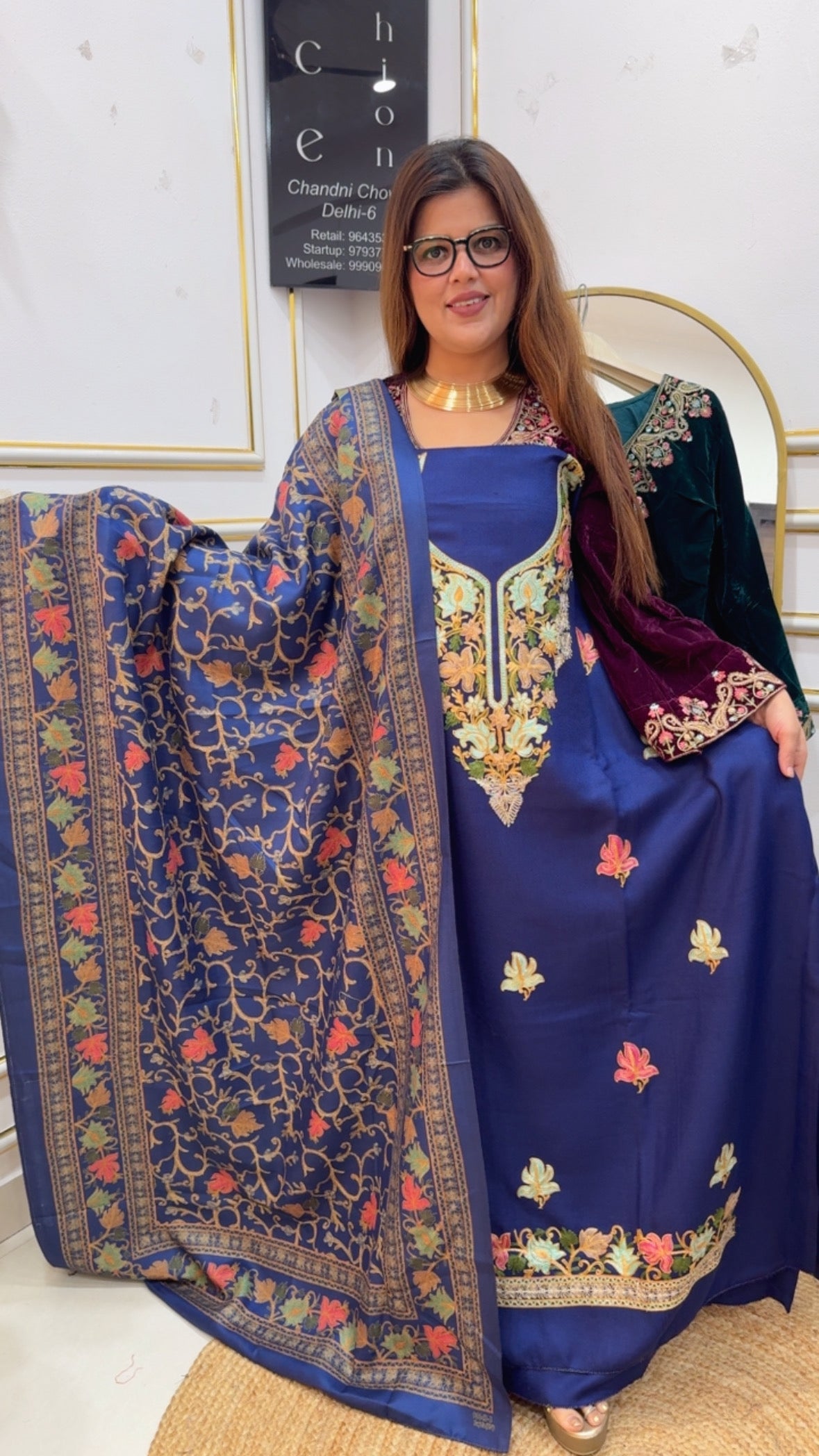 Very pure and warm beautiful Kashmiri pashmina suit material with full Length pashmina shawls and bottom GF888