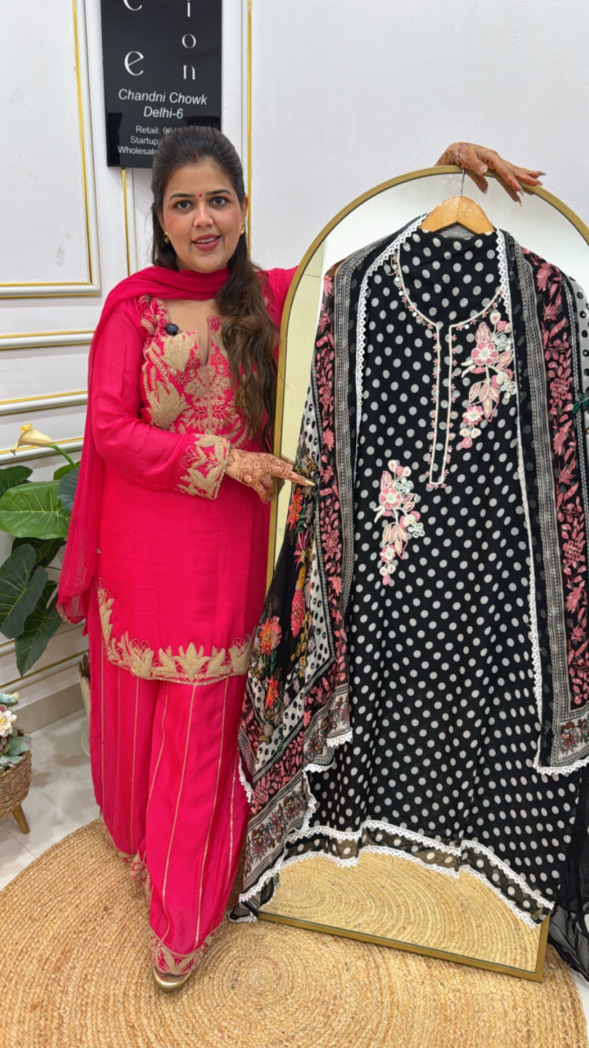 Women's Polka Printed Organza Suit with Handwork &amp; Digital Printed Dupatta GF 263