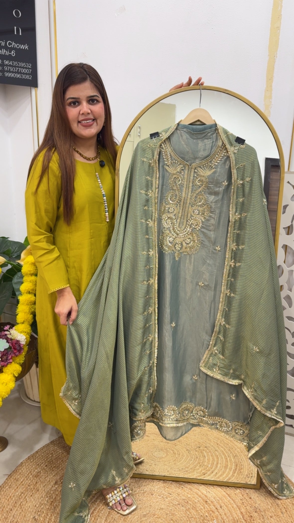 Modern Elegance premium pure shimmer tissue silk with royal handwork detailing along with premium quality dupatta GF709