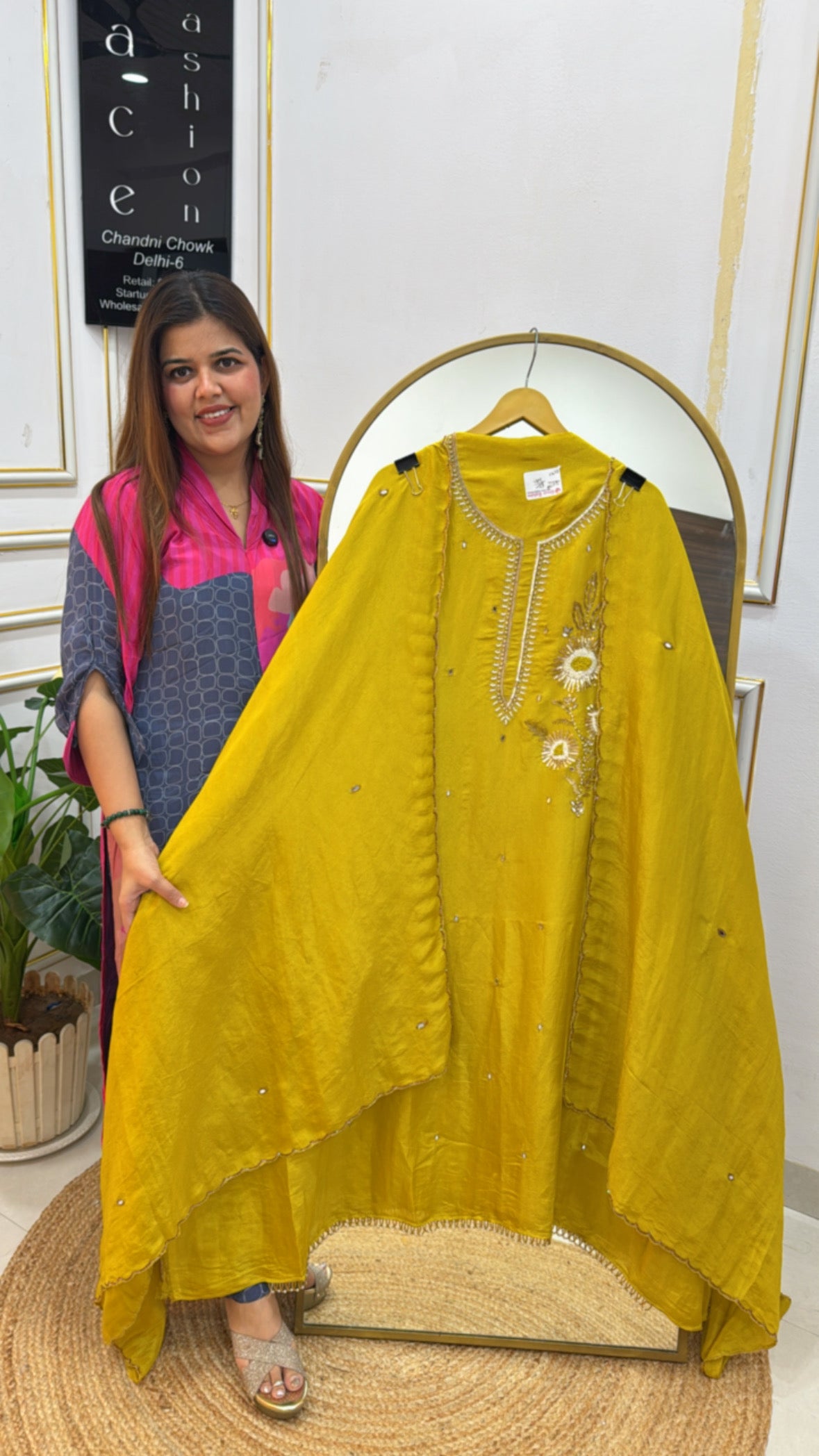 Elegant and designer pure shimmer silk designer handwork suit material along shimmer silk dupatta GF582