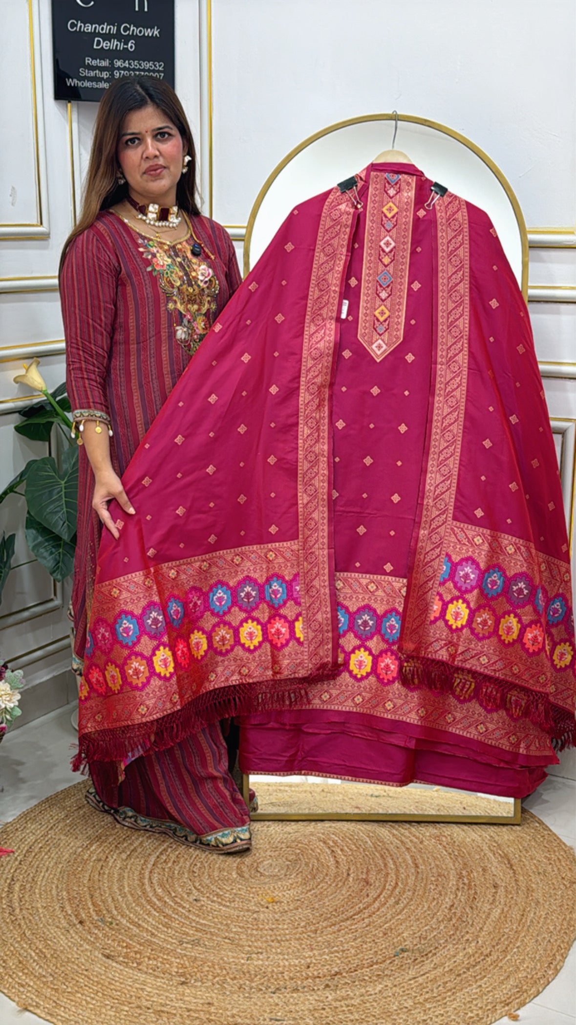 Huge demanded pure silk jamdhani weaved suit material with jamdhani weaved full length dupatta GF629