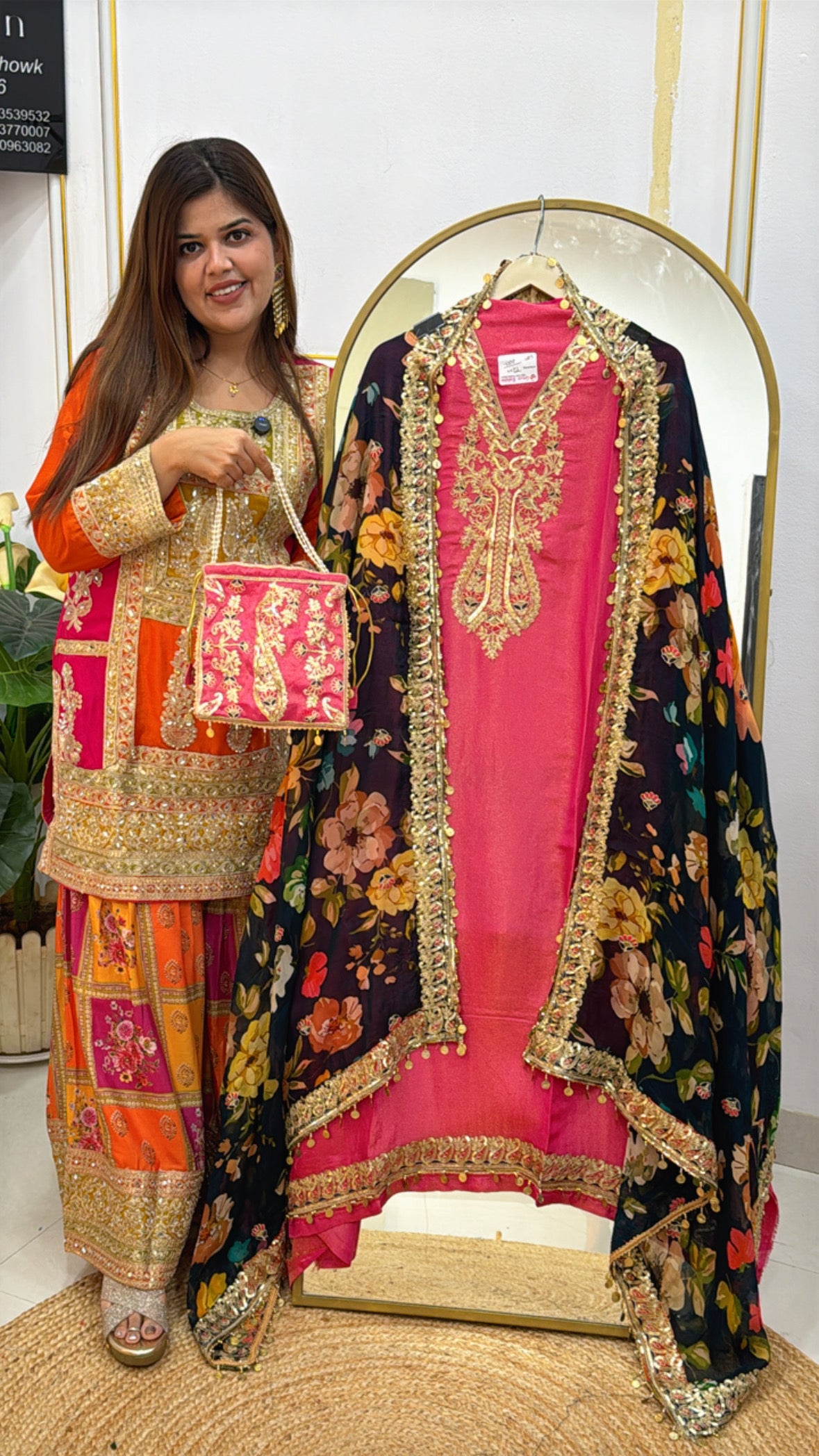 Luxurious Pure Silk Suit Material with Designer Digital Full Embroidered Dupatta GF 448