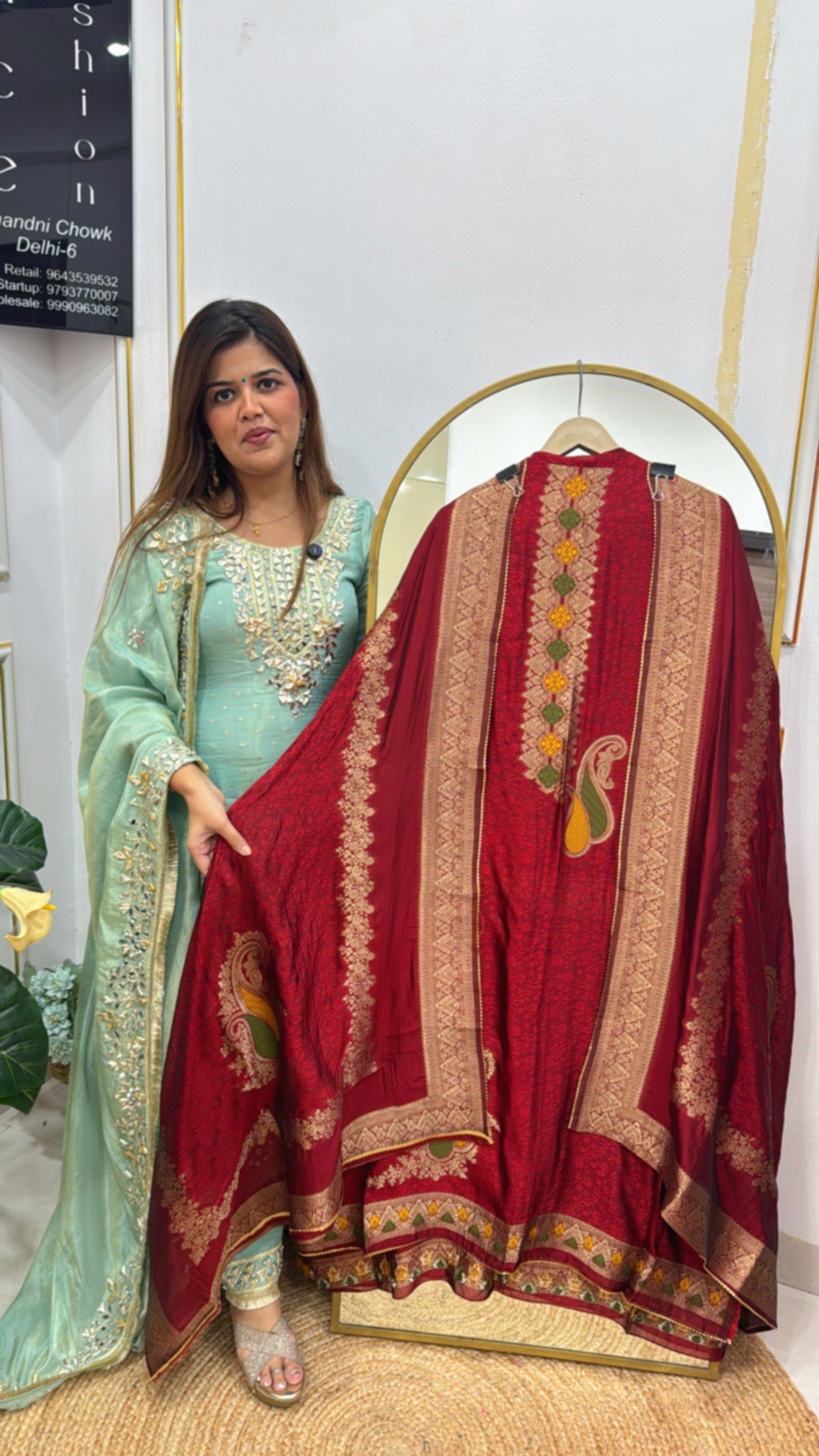 Partywear special pure bhagalpuri banglori silk jamdhani weaved suit material along with jamdhani weaved dupatta GF585