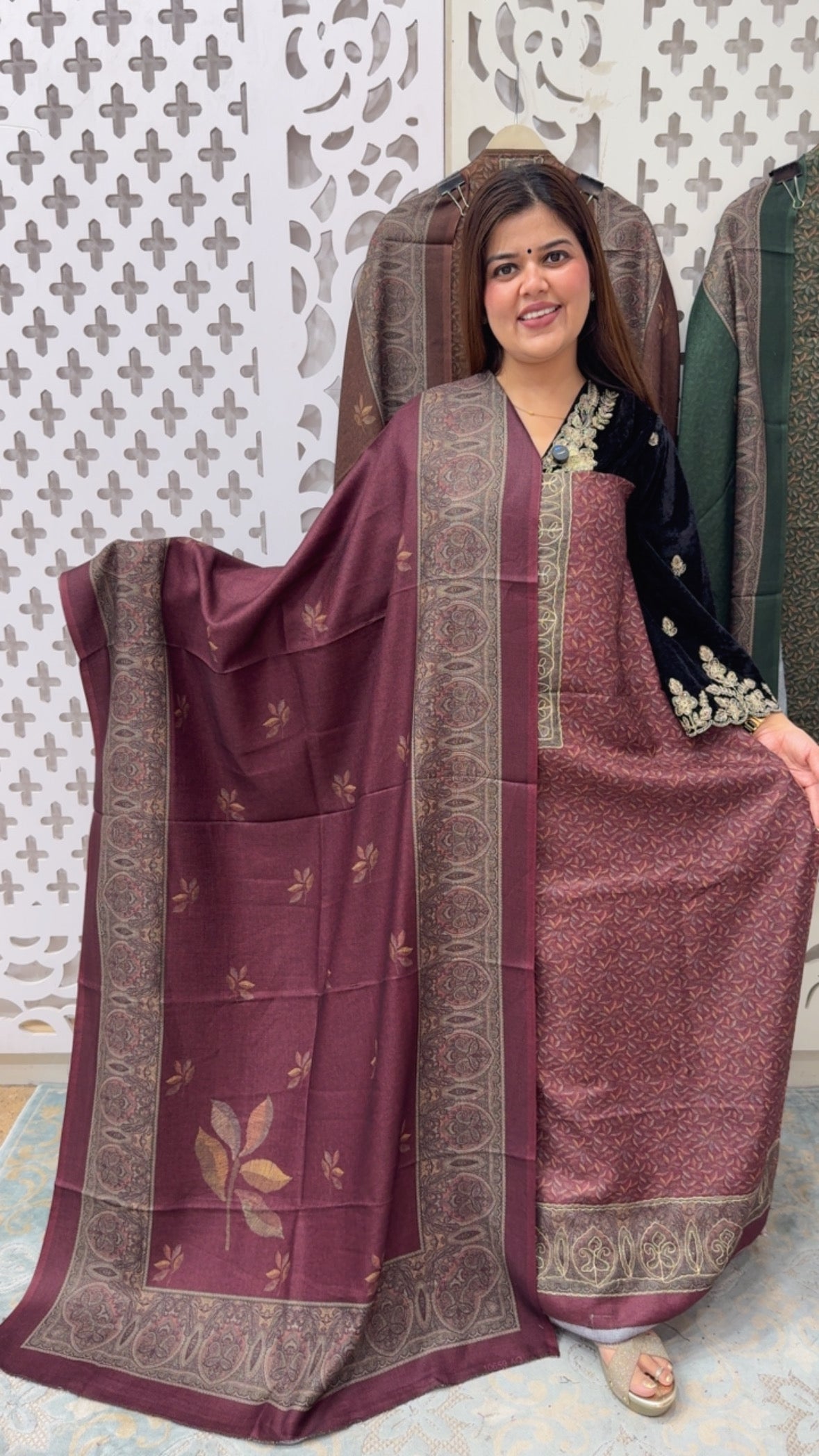 Huge demanded Kani printed pure wool pashmina suit material with beautiful printed pashmina shawls GF835