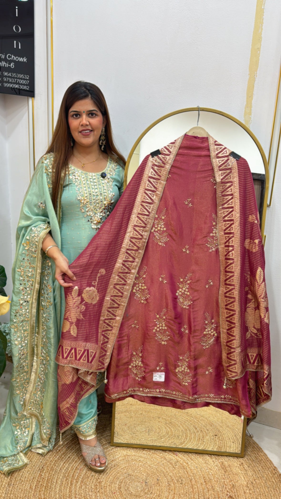 Partywear special pastel and designer pure handwork silk suit material along with designer fully weaved dupatta  GF587