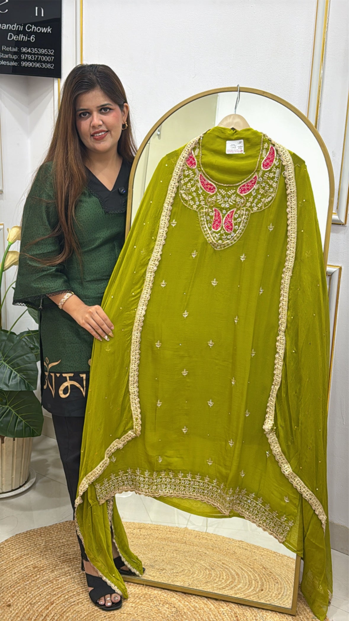 Premium Organza Unstitched Suit with Elegant Handwork Detailing GF 319