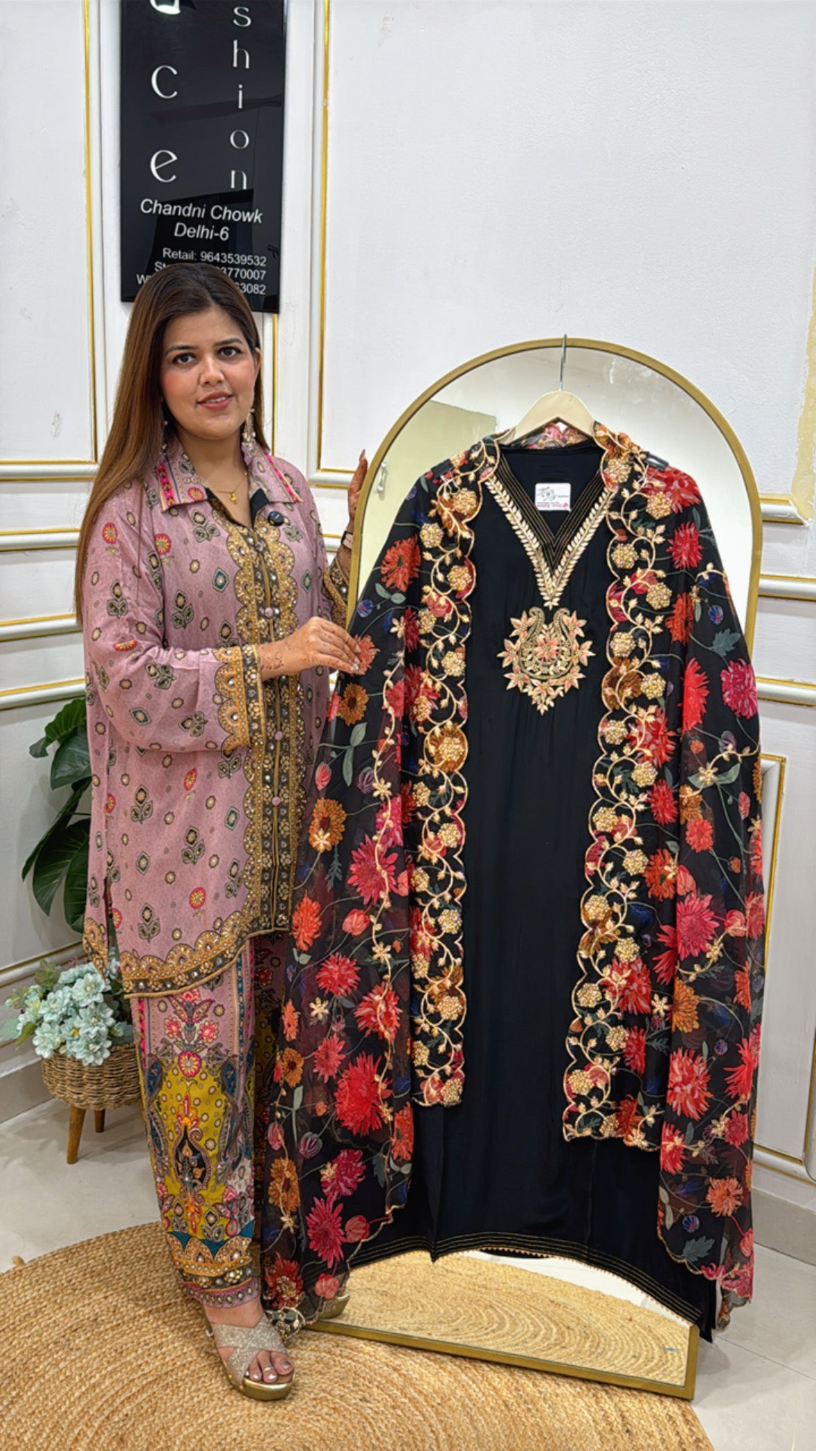 Premium crepe suit material with beautiful handwork along with digital dupatta GF476