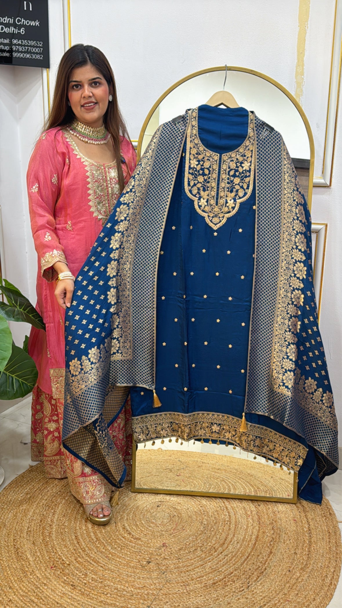 Festival special pure raw silk suit material with designer zardoji neck work along with pure banarasi silk weaved dupatta GF 600