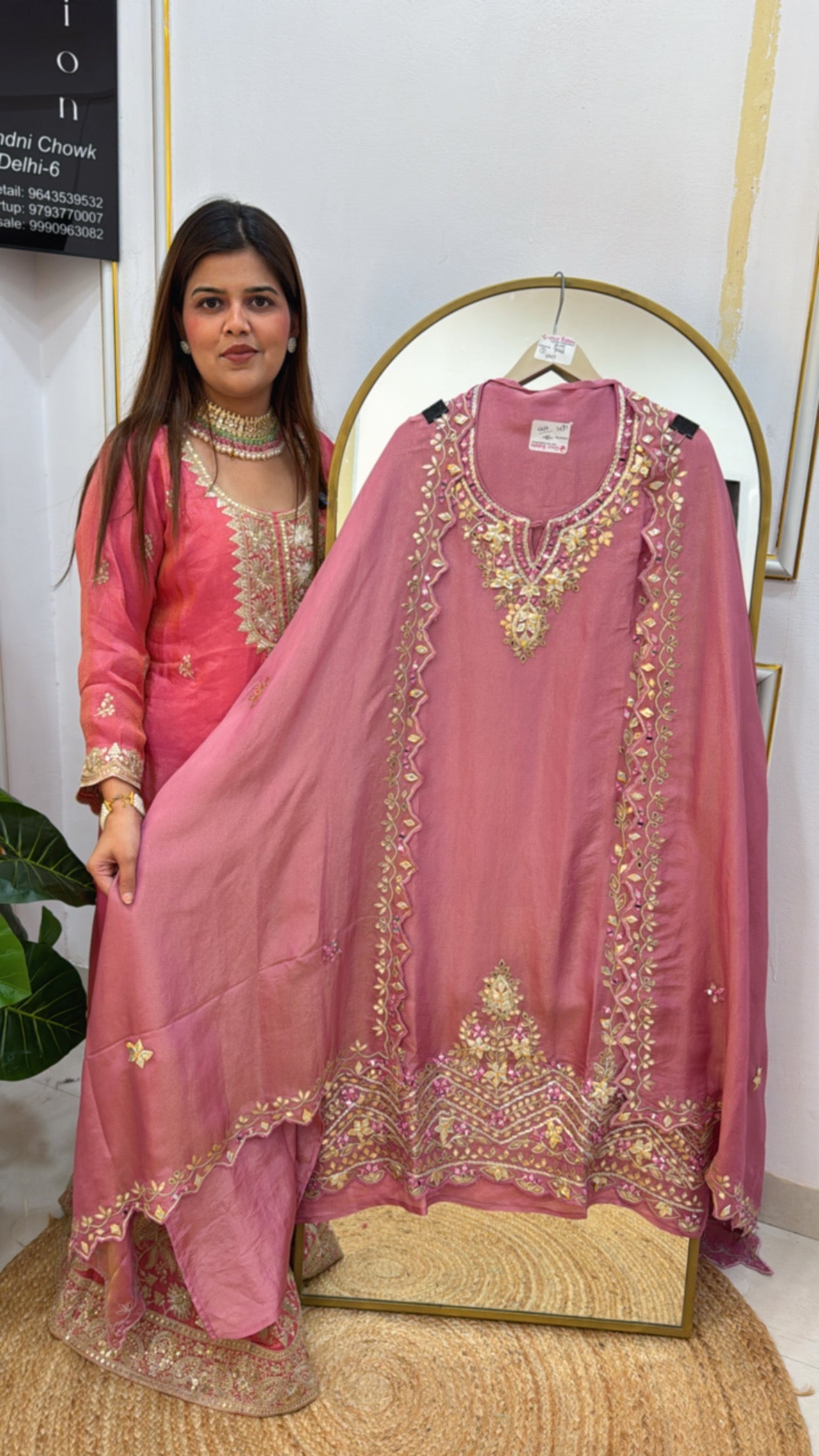 Wedding partywear special pure gota work silk suit material with all over manual gota and mirror detailing GF 602