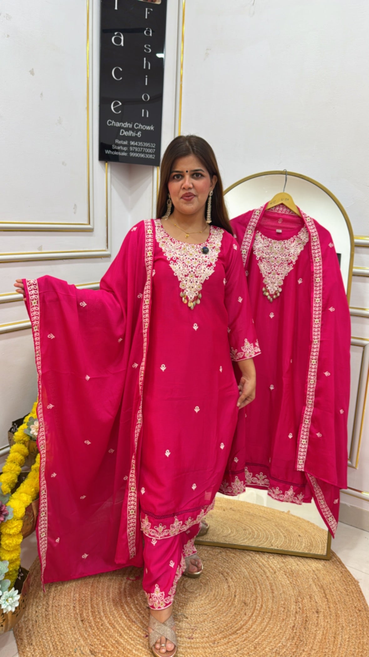 Festival special ready to wear pure chinnon silk material with premium handwork detailing all over dress GF665