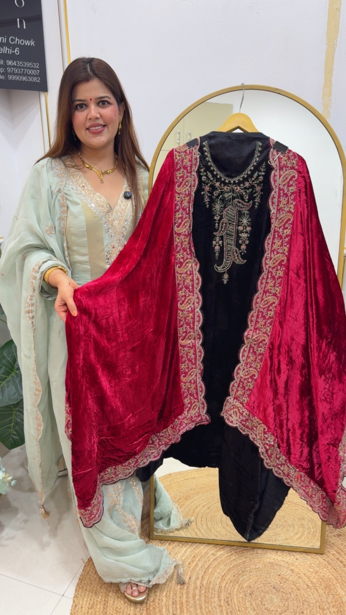 Winter special pure premium velvet full work along with pure velvet dupatta and pure velvet bottom GF 755