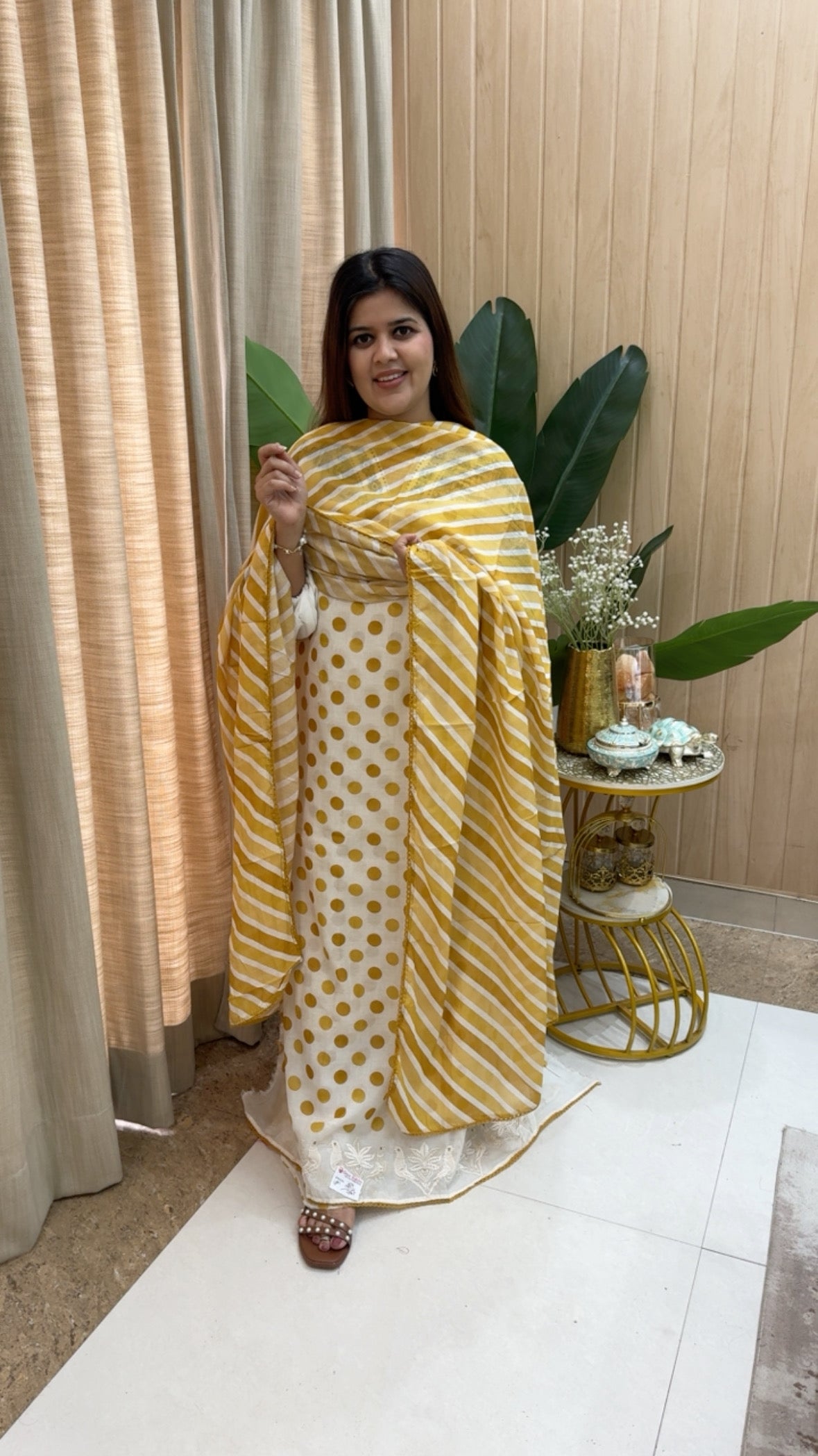 Elegant and Designer desi style pure Mul Mul polka suit material along along with lehria pure Mul Mul dupatta GF1190