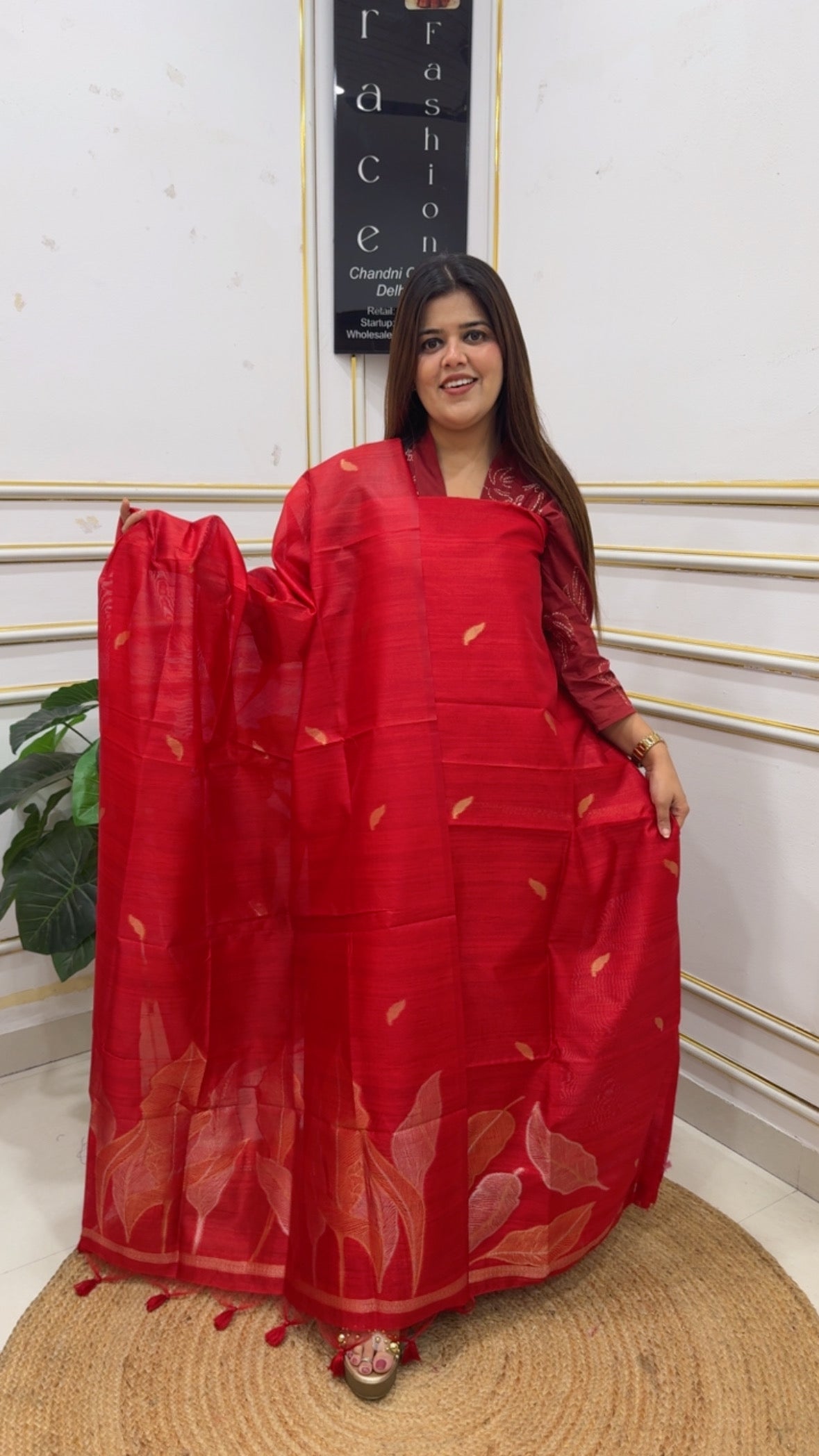 Best seller vibrant and stylish golden weaved pure monnga silk jamdhani suit material along along with premium quality Moonga silk golden weaved dupatta gf1205 Red
