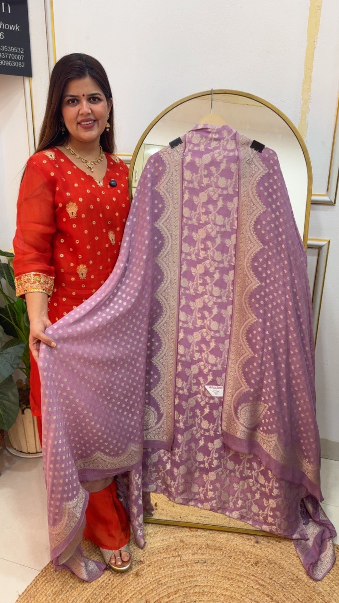 Best seller premium quality kaddi georgette silk full weaved suit material full full kaddi silk weaved dupatta GF783