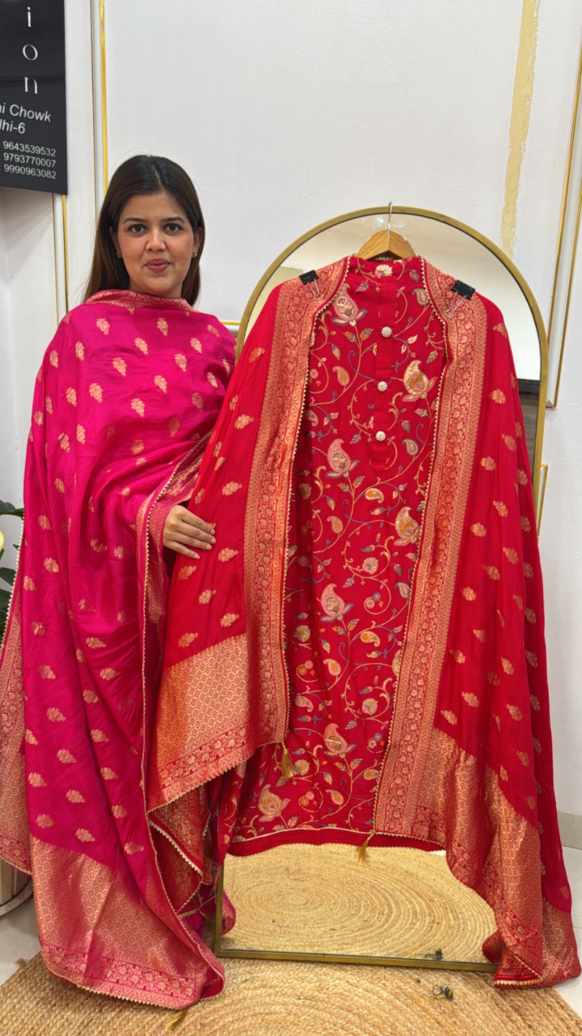 Ultra Premium pure raw silk full weaved shirt along with raw silk weaved dupatta GF666