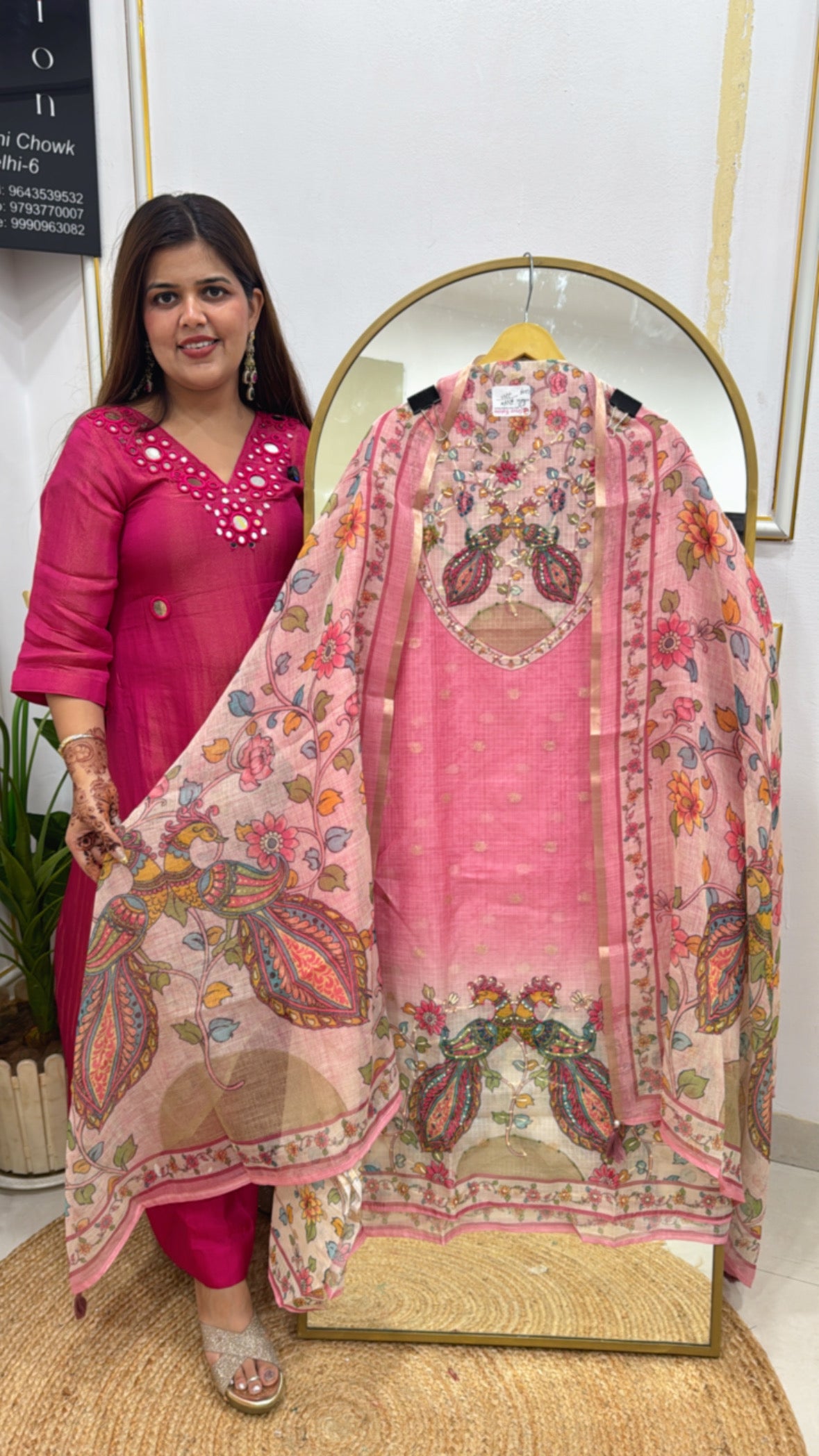 pure linen designer kalamkari suit material GF 401