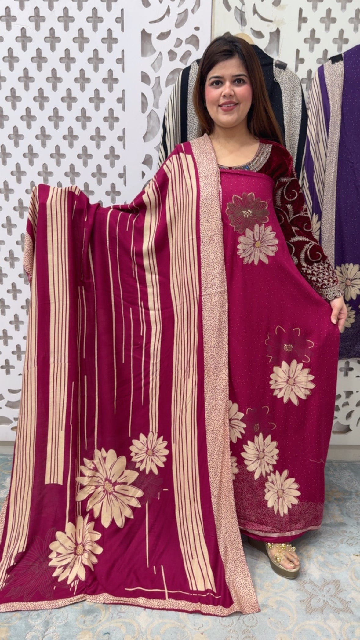 Pure soft and comfortable digital wool warm pashmina suit material with super classy digital printed pashmina dupatta GF843