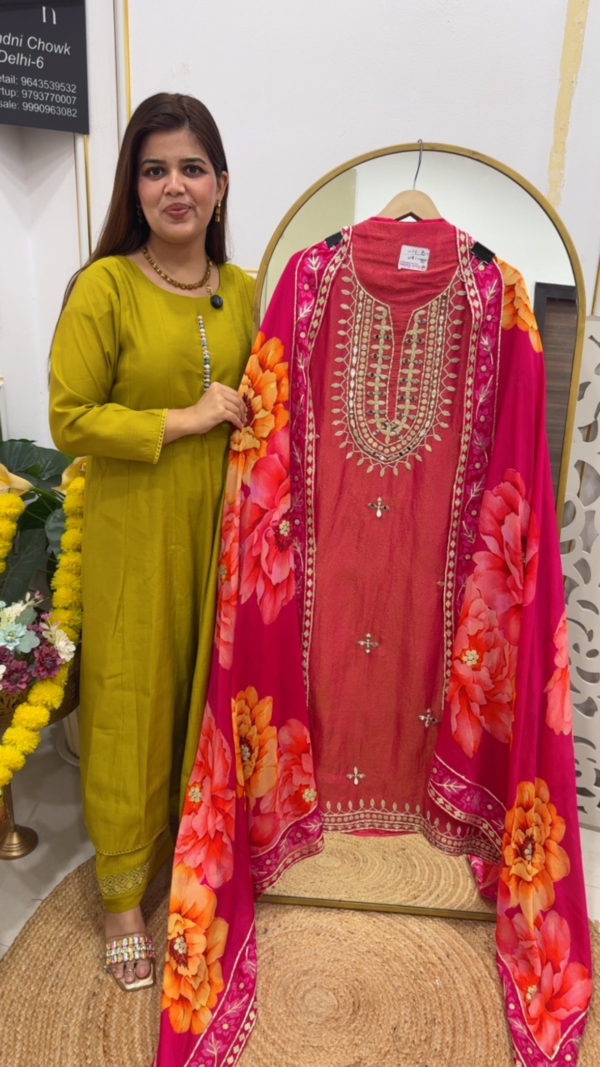 Modern and elegant pure shimmer tissue silk silk mirror handwork detailing with pure chinnon premium full length designer dupatta GF707