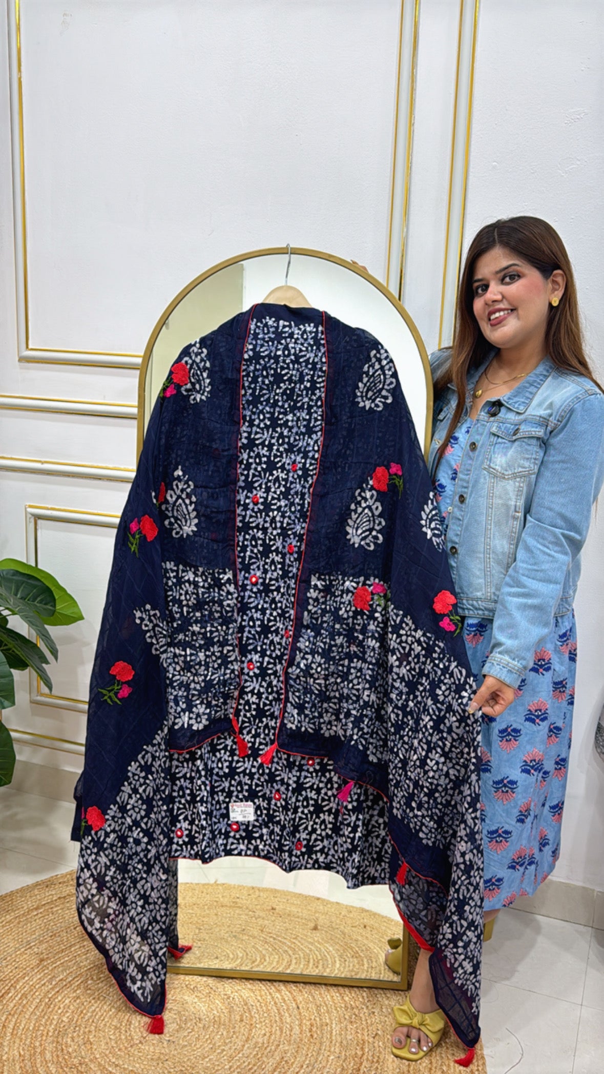 Pure Cotton Batik Unstitched Suit with Designer Embroidered &amp; Printed Dupatta GF 305