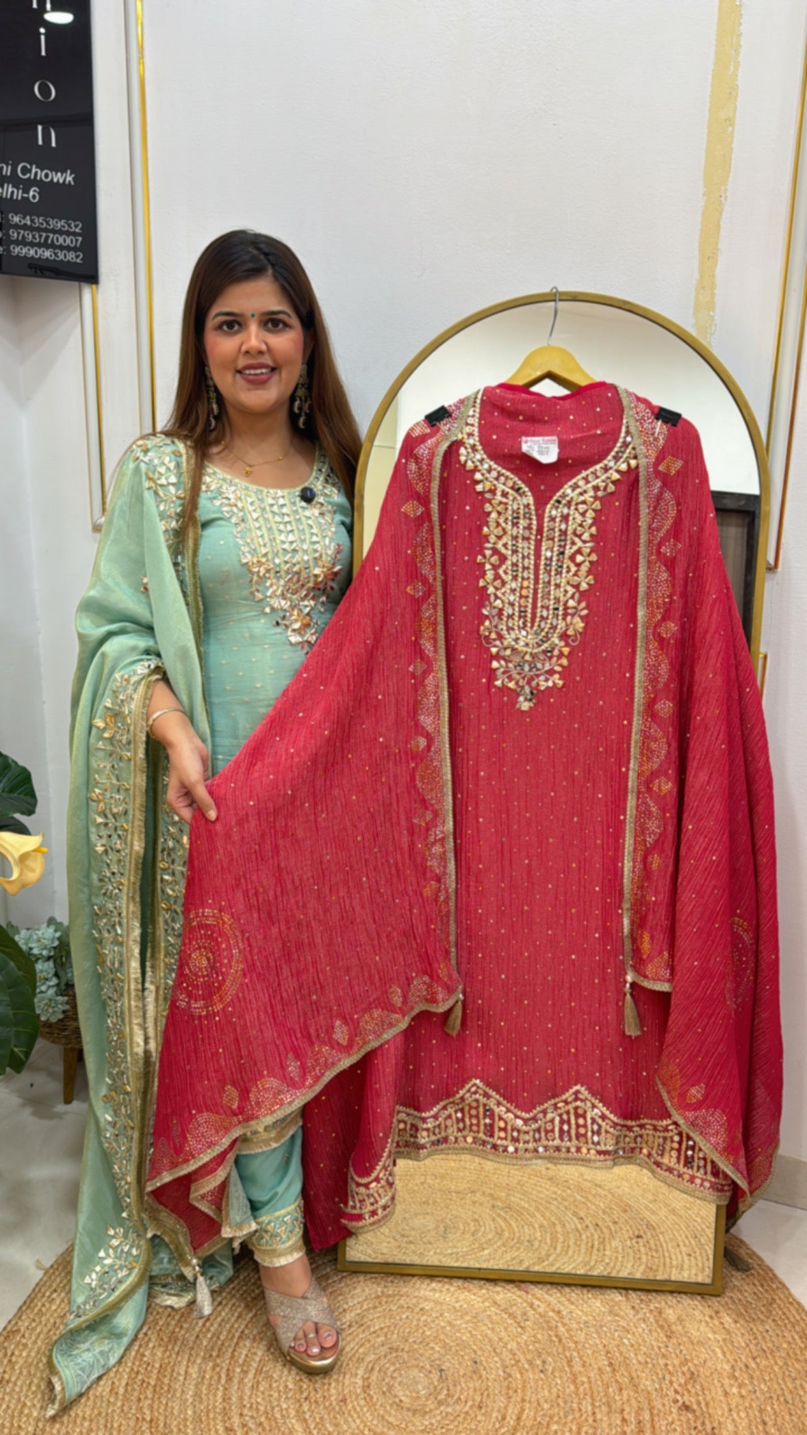 Festival special pure gota crushed shimmer silk suit material along with latest Mukesh work all over suit and dupatta GF586