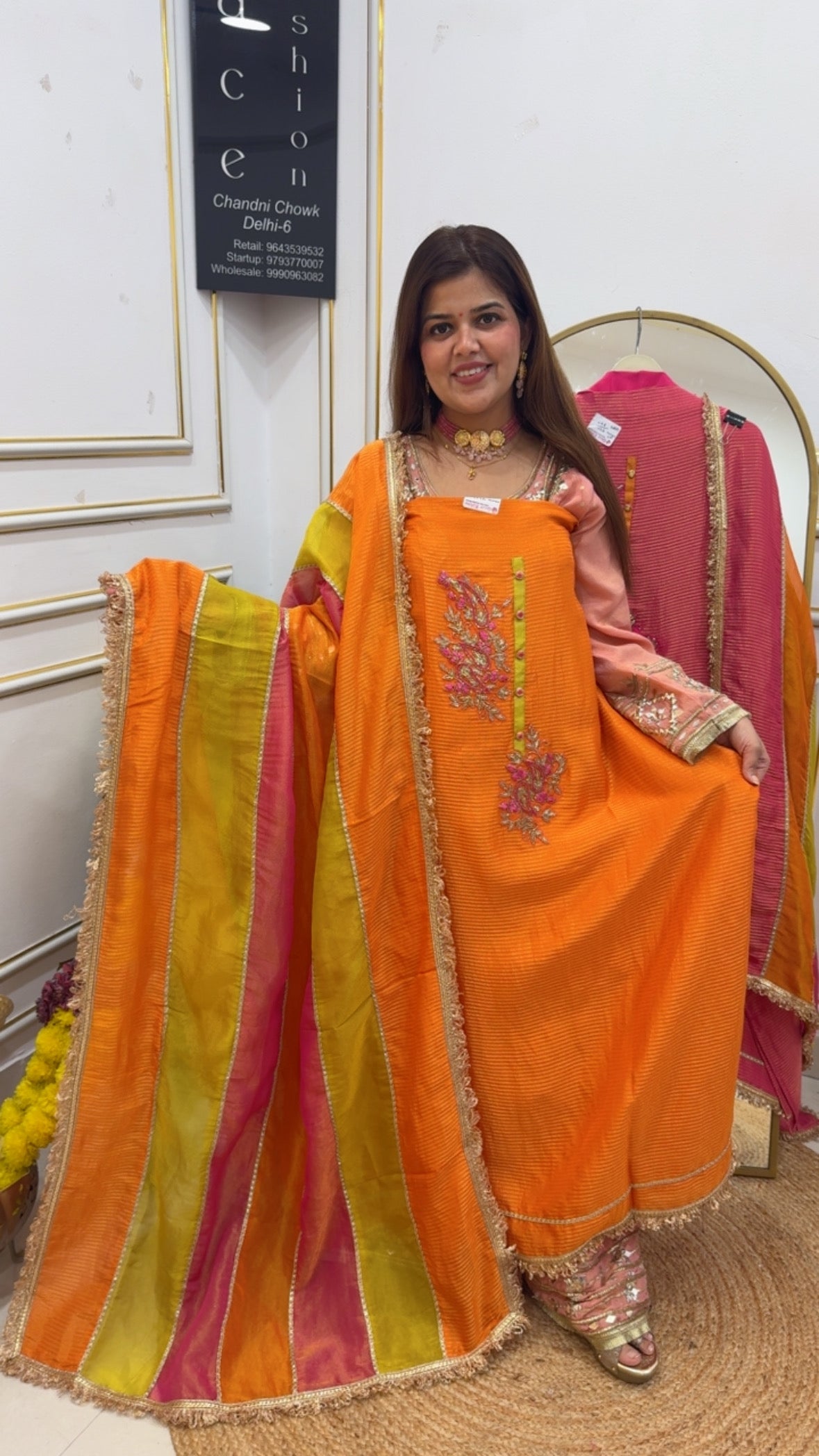 Elegant and partywear premium shimmer silk with handwork and with shimmer silk designer dupatta GF688