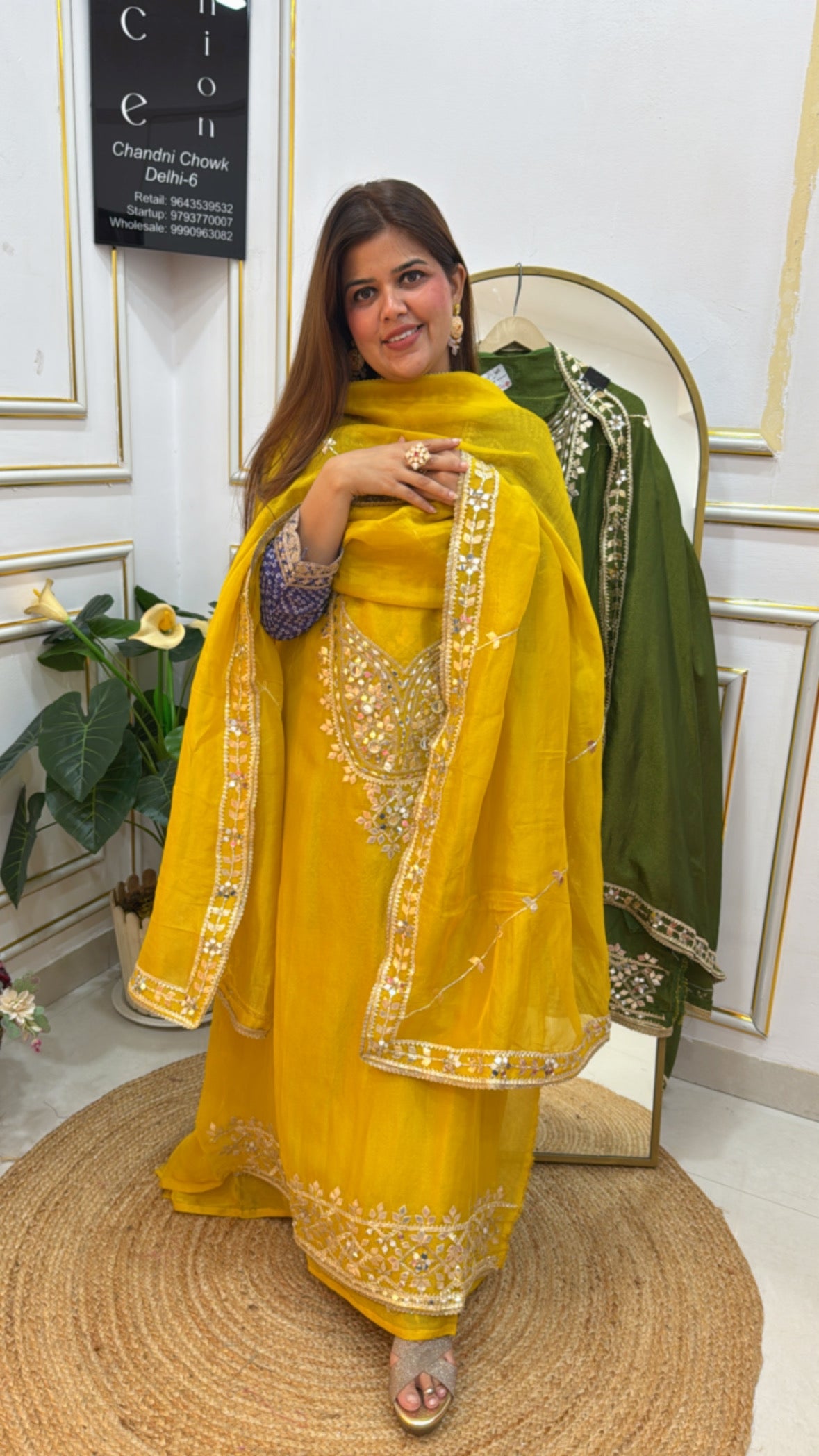 Premium gota handwork partywear silk suit material along with premium gota work dupatta GF 647