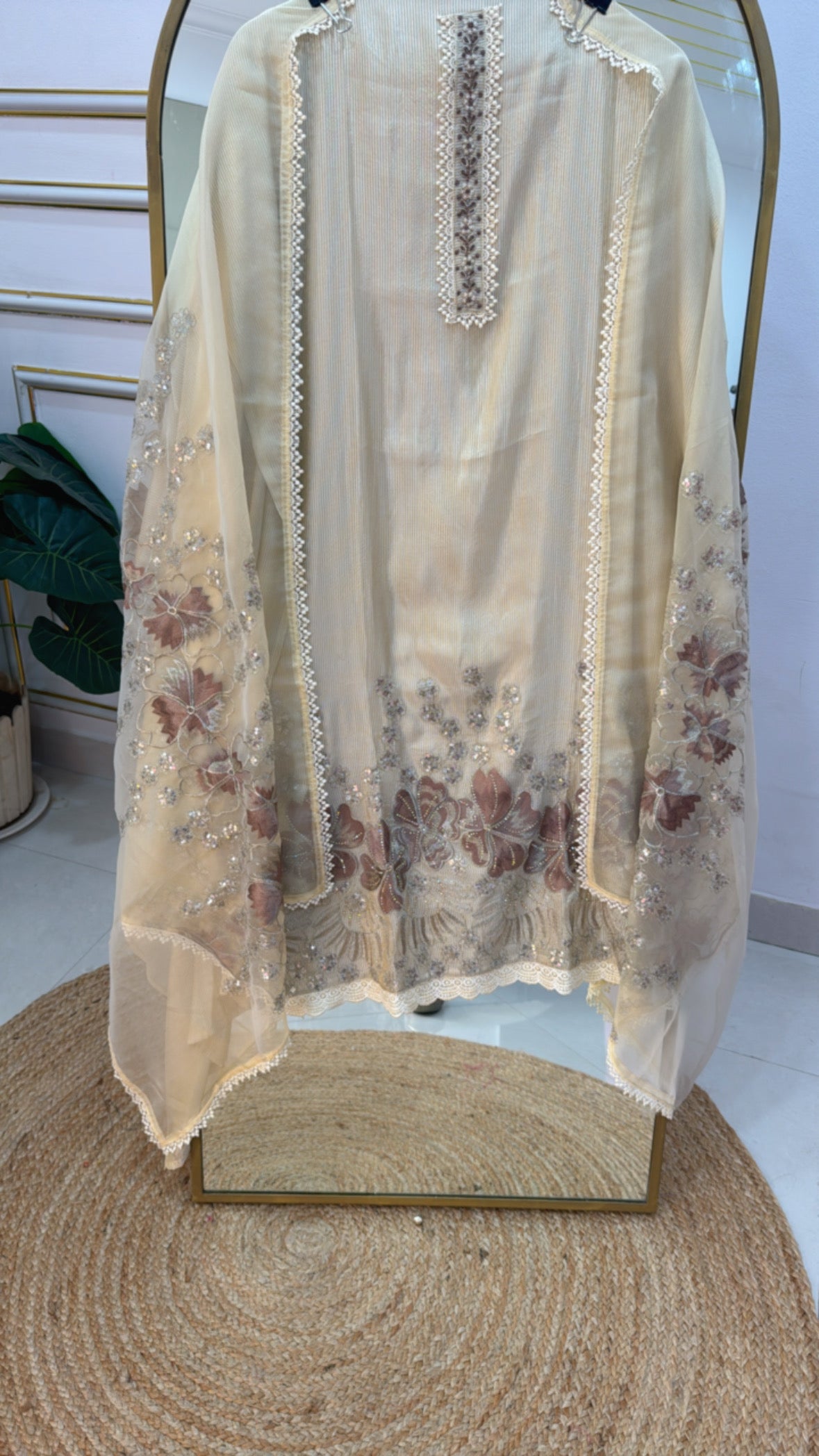 Pure Berberry Silk Weaved Suit Material with Allover Handwork Embroidered Shirt &amp; Dupatta GF 456