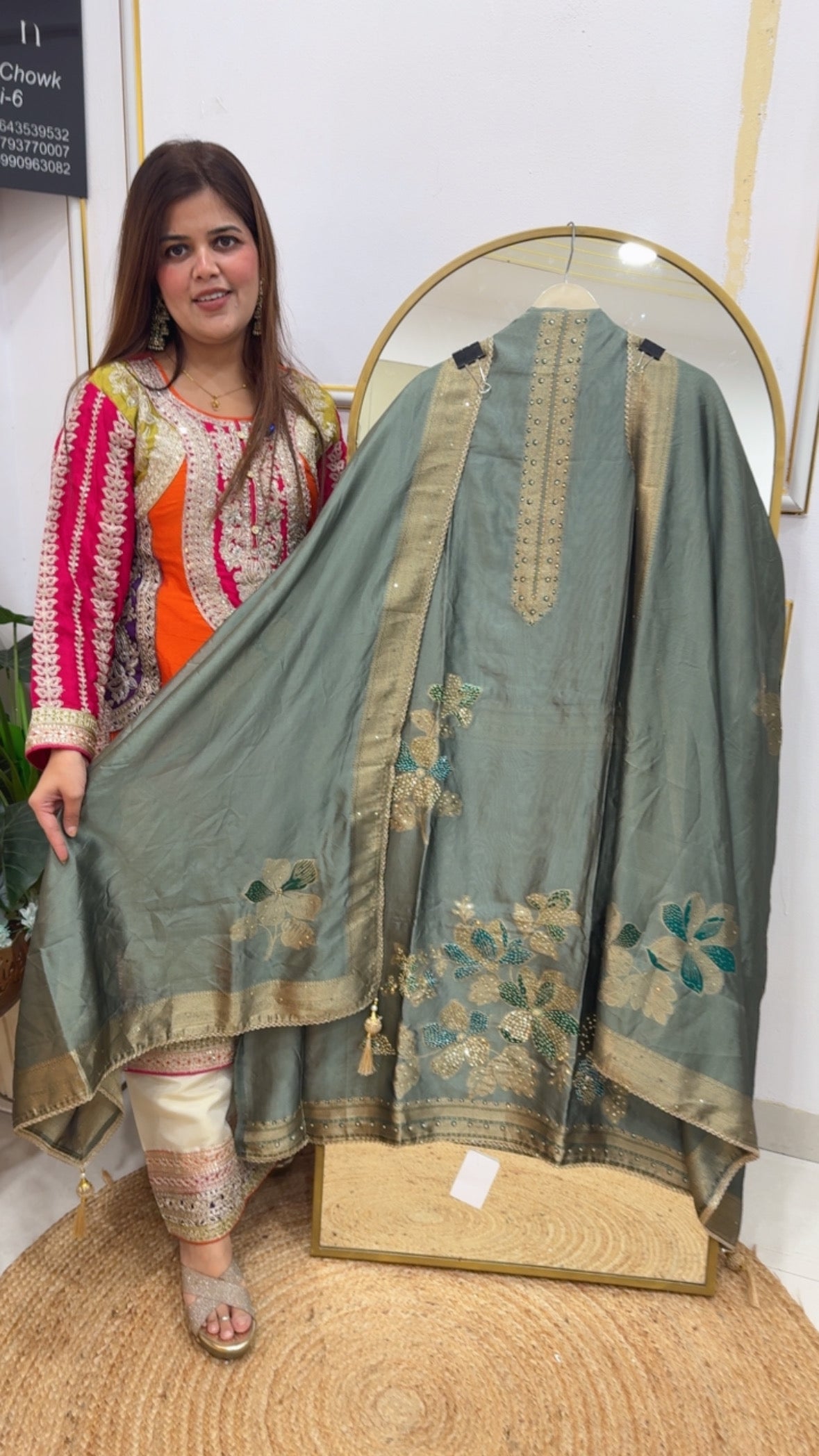 Premium and elegant metallic colours pure silk with premium handwork detailing  GF 703