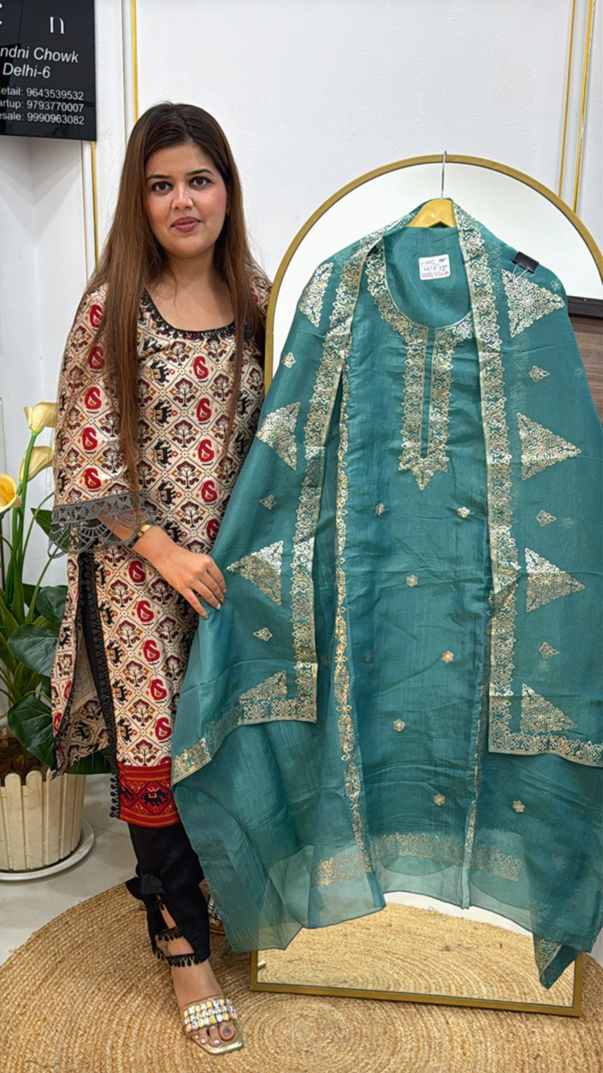 pure crushed silk unstitched suit, adorned with premium Peeta work detailing GF 287