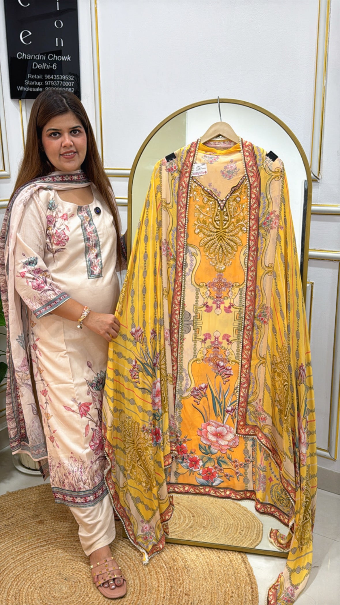Pure Crepe Suit Material with Karachi Print, Handwork & Digital Crepe Karachi Dupatta GF 350