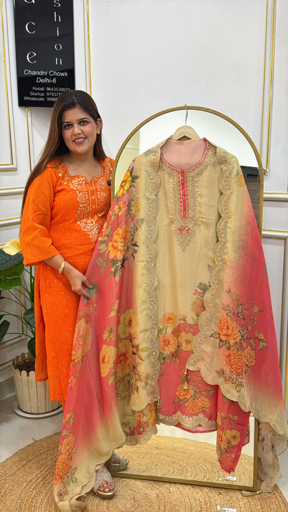 Premium Burberry Silk Suit Material with Digital Karachi Print and Designer Border Dupatta GF 348