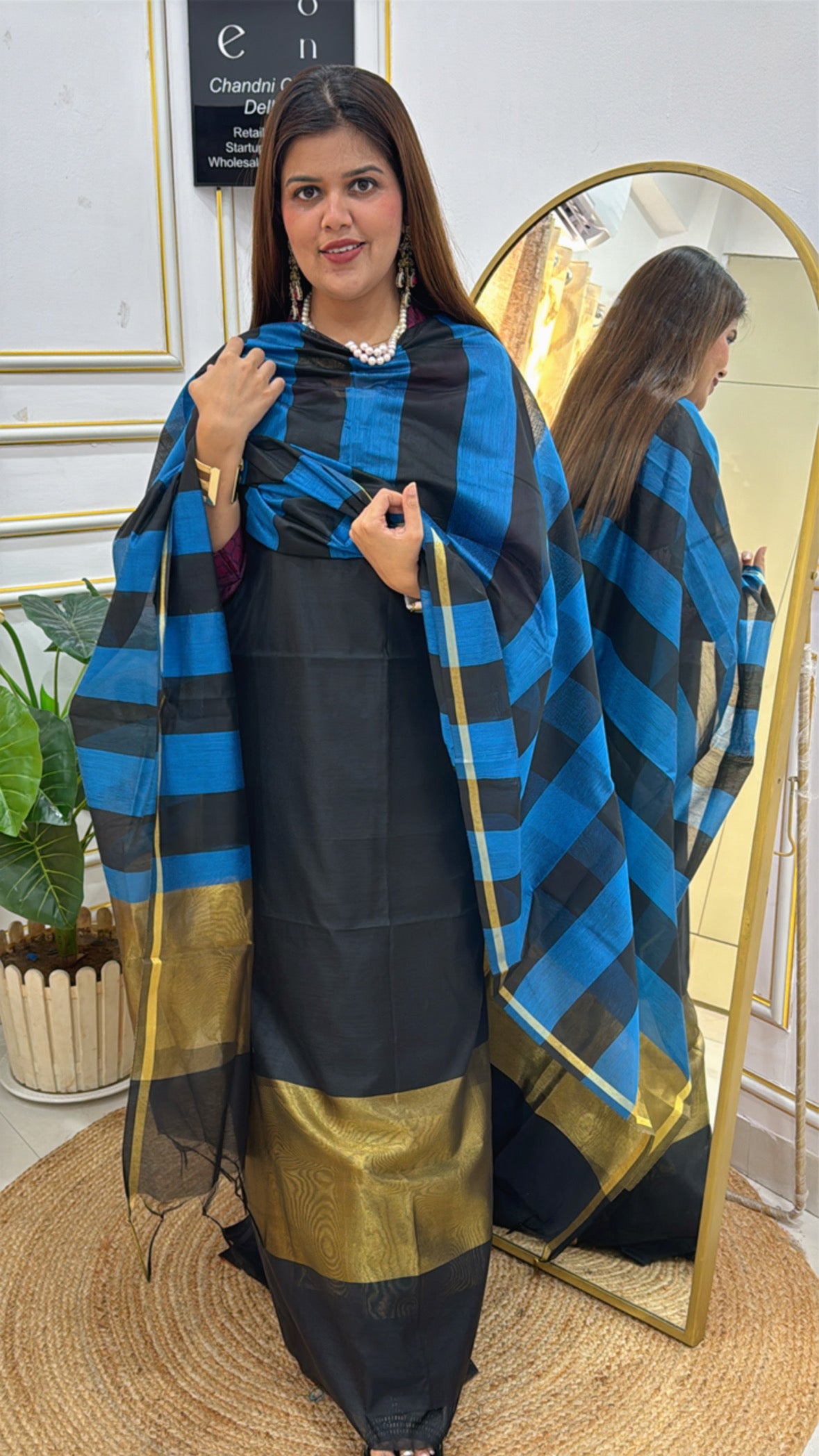 Best Seller Pure soft Chanderi silk shirt material with golden weaved border along with designer handloom Chanderi silk dupatta GF590