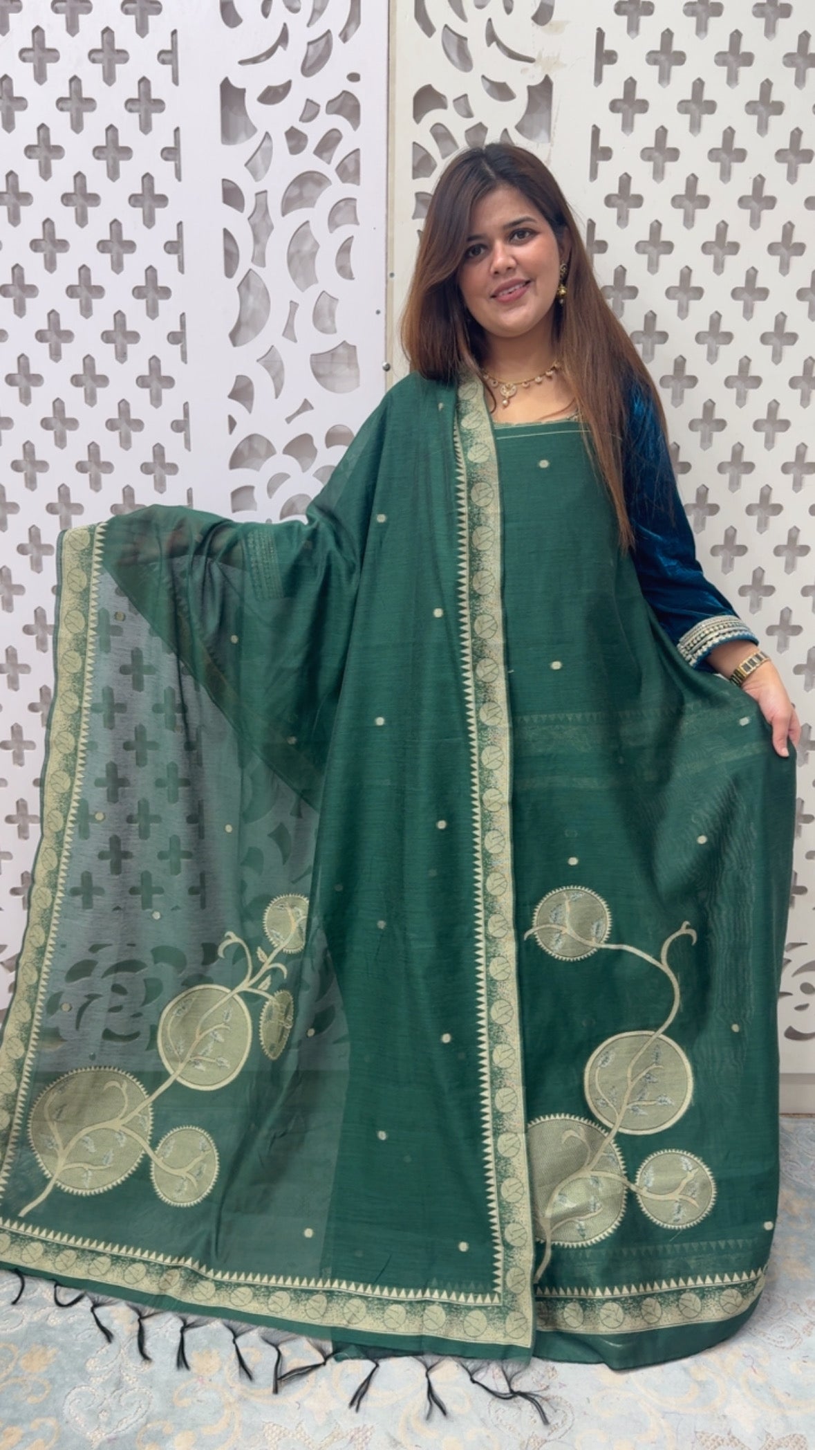 Premium pure  Best Seller Moonga silk weaved jamdhani suit mate with Moonga silk dupatta full weaved GF858