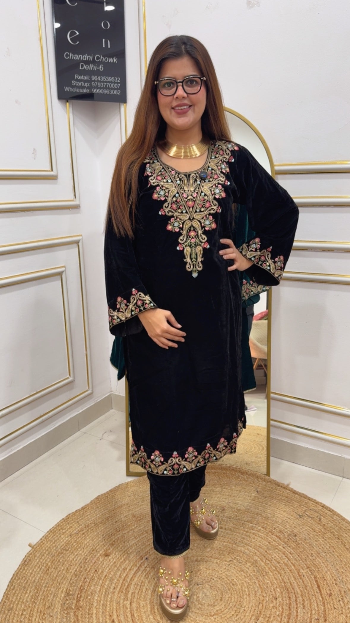 Ready to wear pure velvet Kashmiri embroidery beautiful coord set Indian style GF881