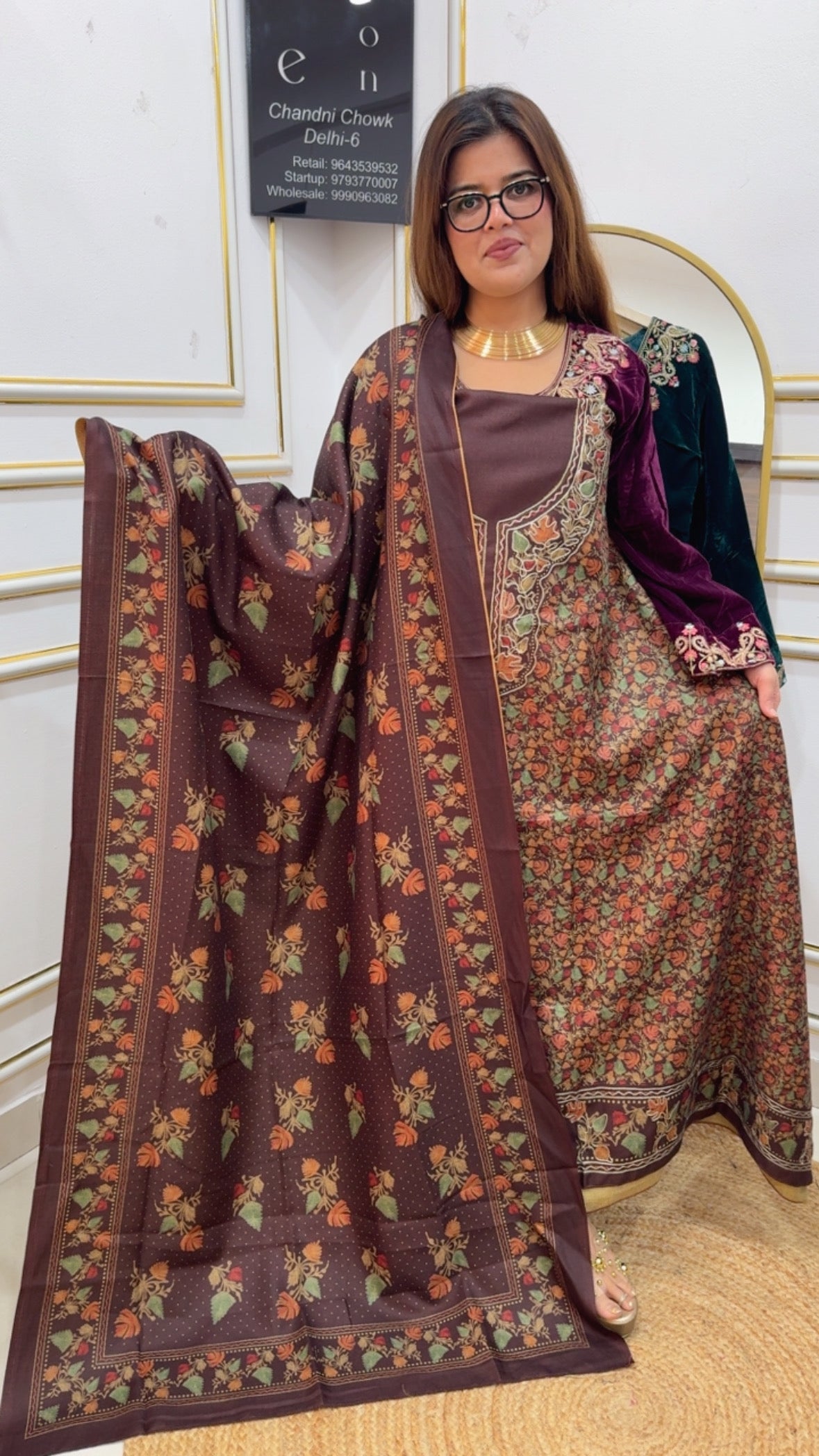 Huge demanded warm Kashmiri embroidery pashmina suit material along with warm pashmina shawls and pashmina bottom GF887