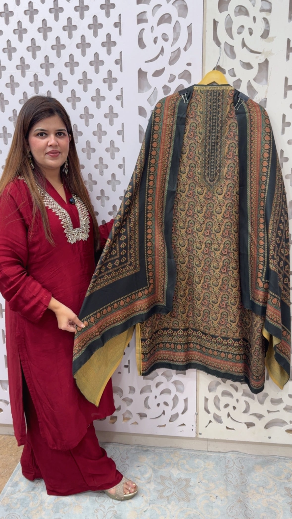 Winter special pashmina suit material beautiful Kani printed pashmina with pashmina dupatta GF811