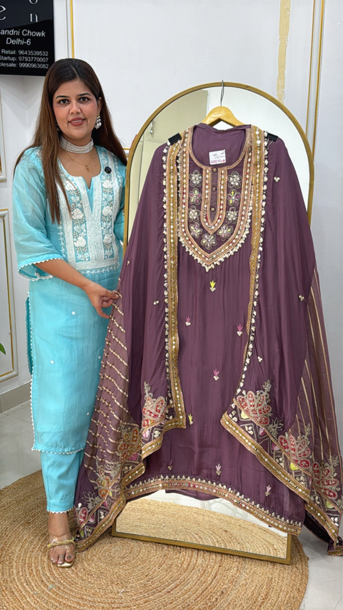 Latest and premium pure organza crepe silk shirt material along with all over designer manual gota work with full length gota work designer dupatta GF513