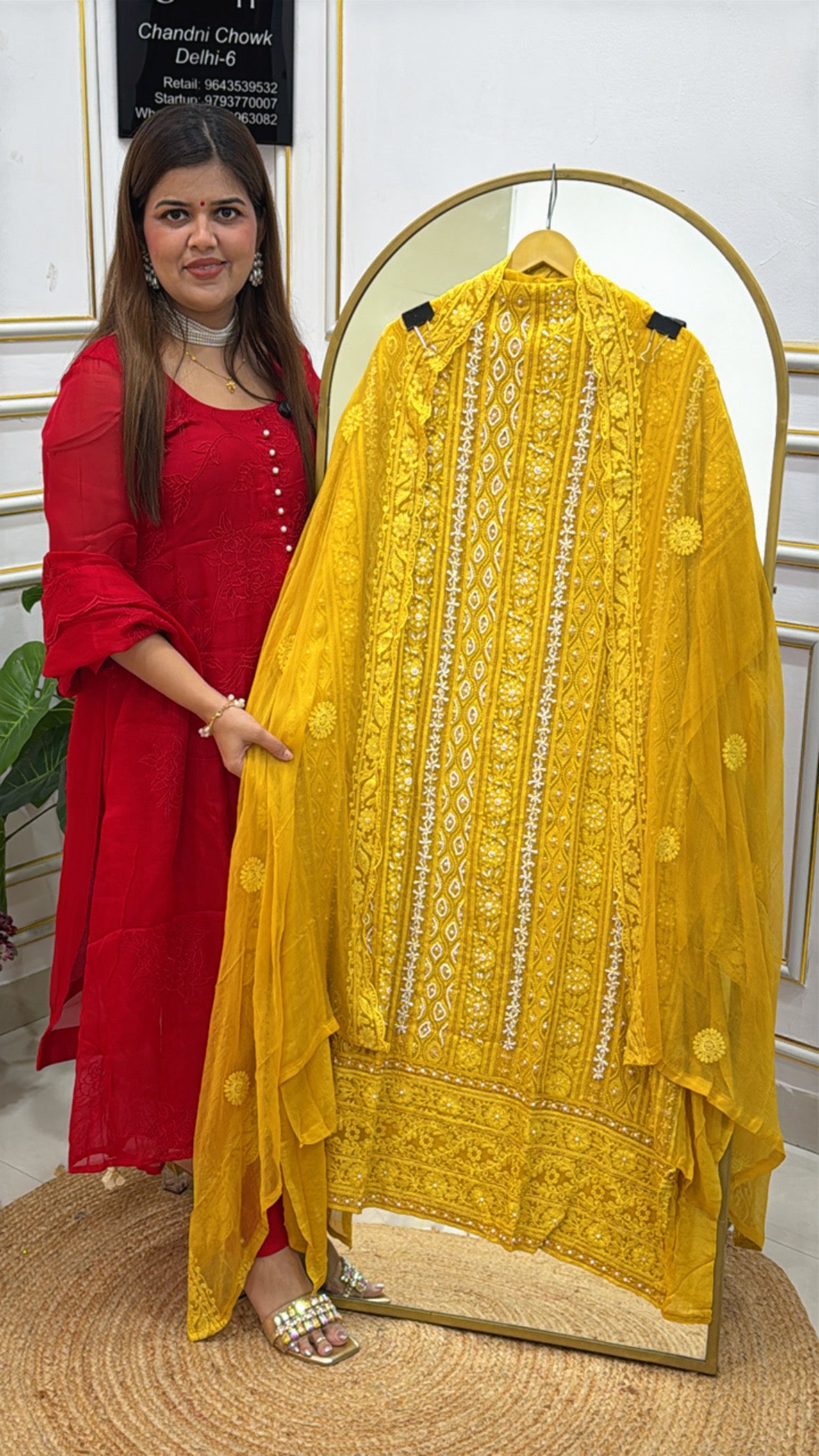 Evergreen Pure Georgette Lucknowi Chikankari Handwork Suit with Embroidered Chiffon Dupatta GF 545