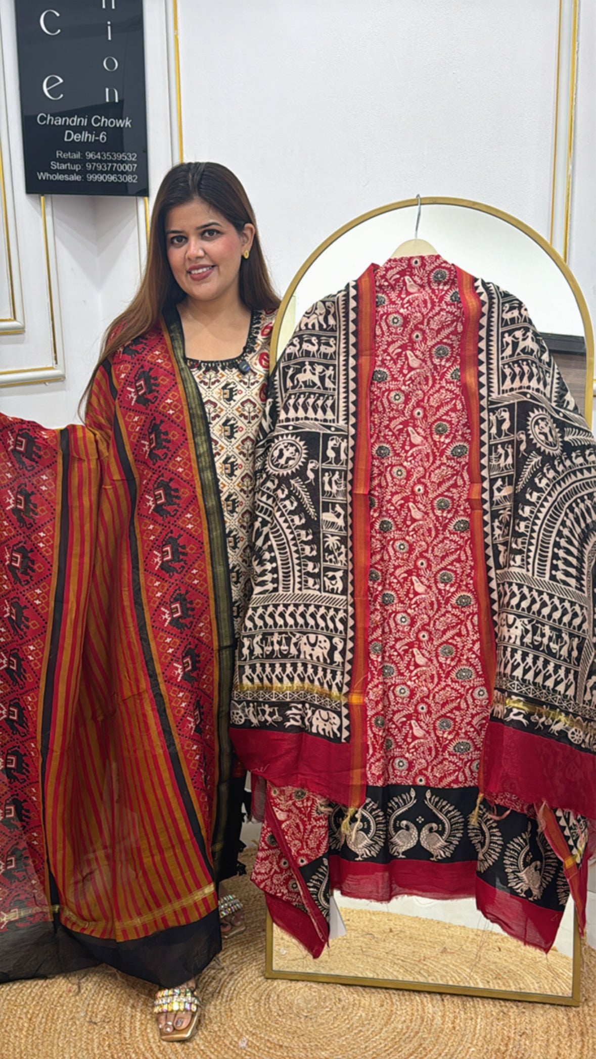 pure 60gm mul chanderi with kalamkari printed design GF 294