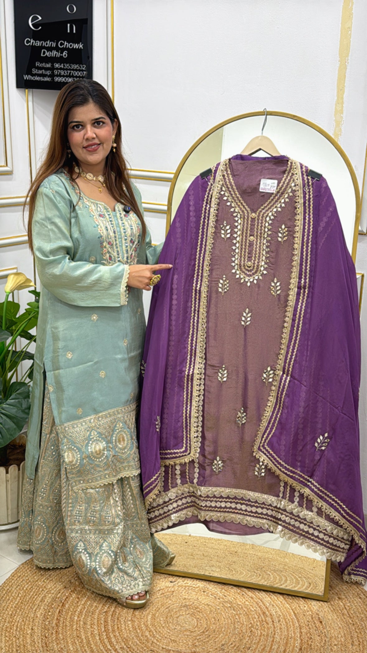 Festival special pure shimmer silk suit material along with latest mirror and gota detailing  GF560