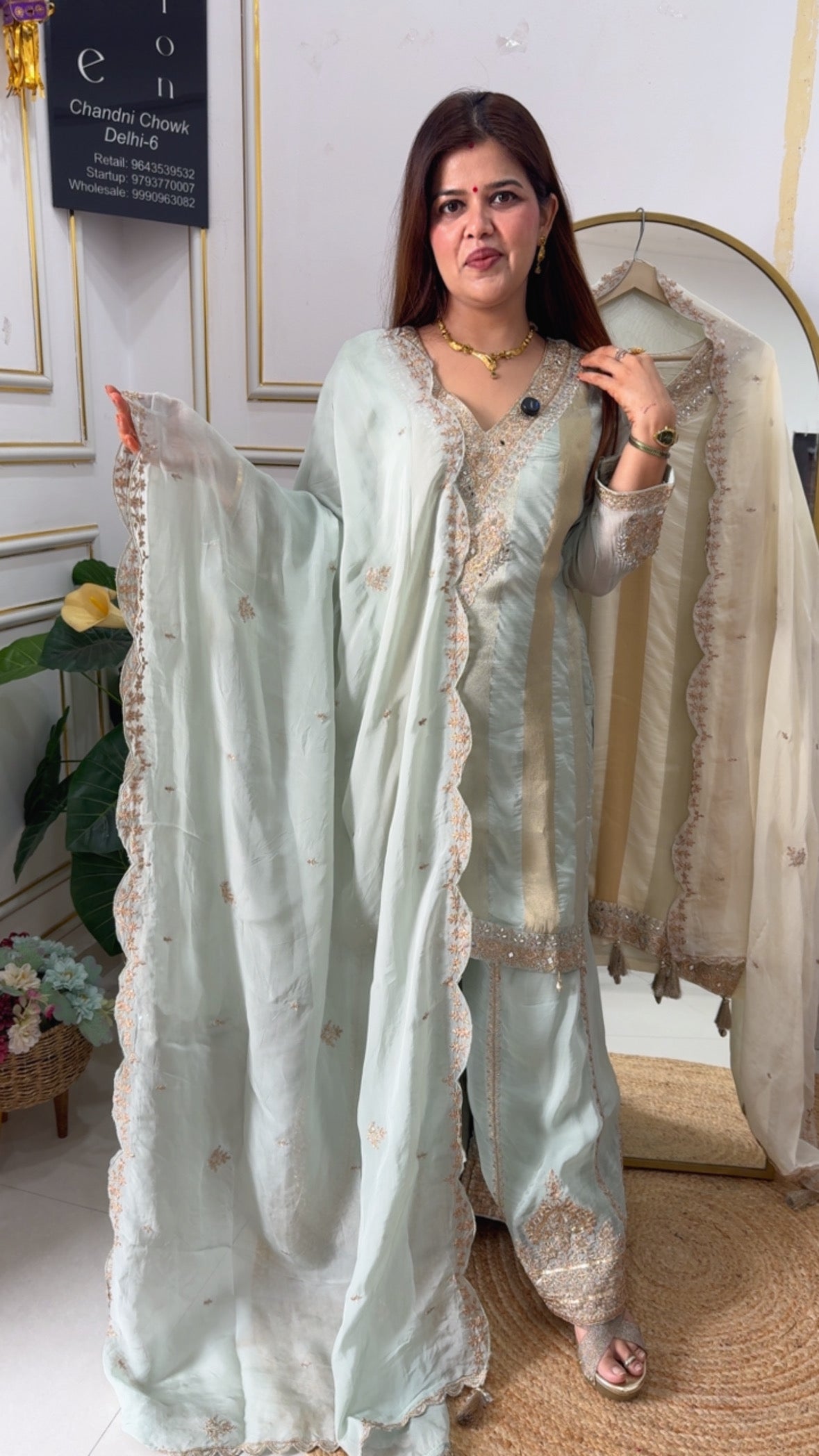 Premium ready to wear partywear special pastel full embroidered along with full embroidery work flapper designer dress (Size Upto 42) GF 744