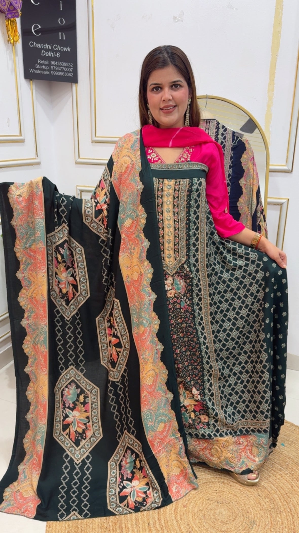 Winter ultra luxury printing with full peeta work along with beautiful prints on dupatta with pashmina bottom GF806