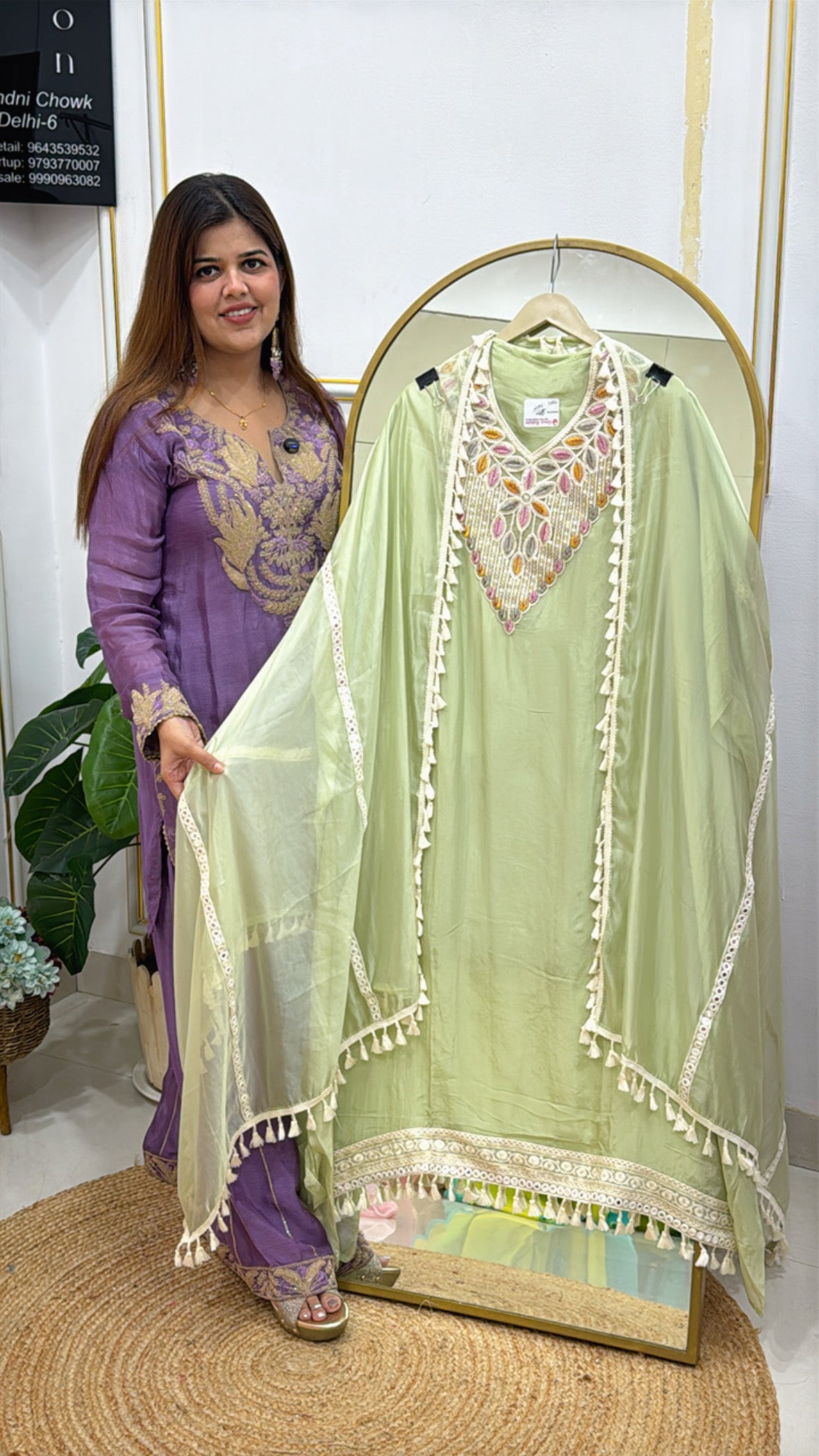 Designer semi partywear super soft organza dress material with designer boho neck detailing along with designer laces organza dupatta GF553