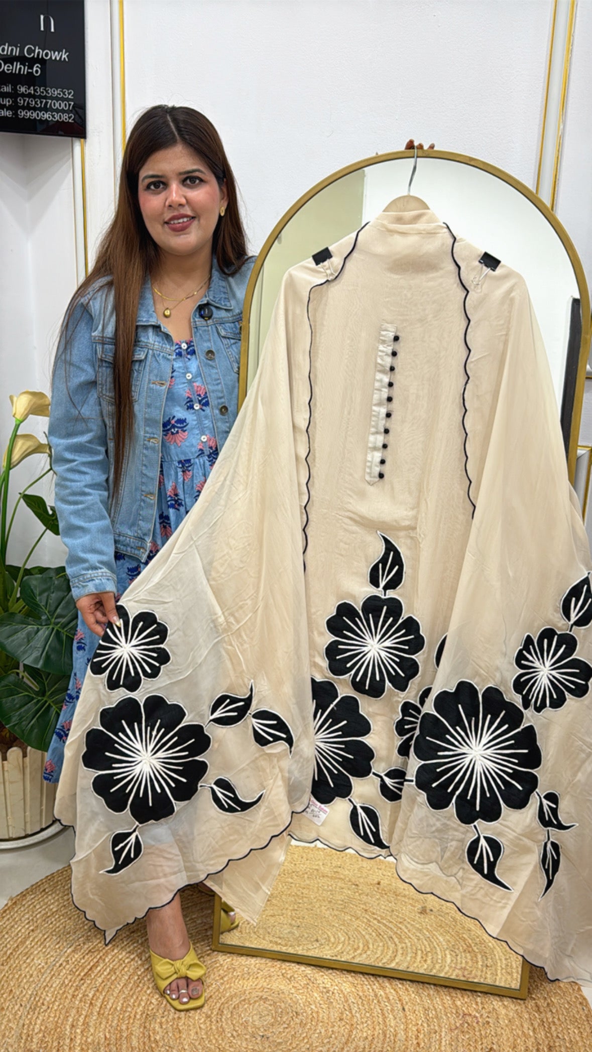 Designer Lightweight Organza Unstitched Suit with All-Over Applique Detailing GF 303