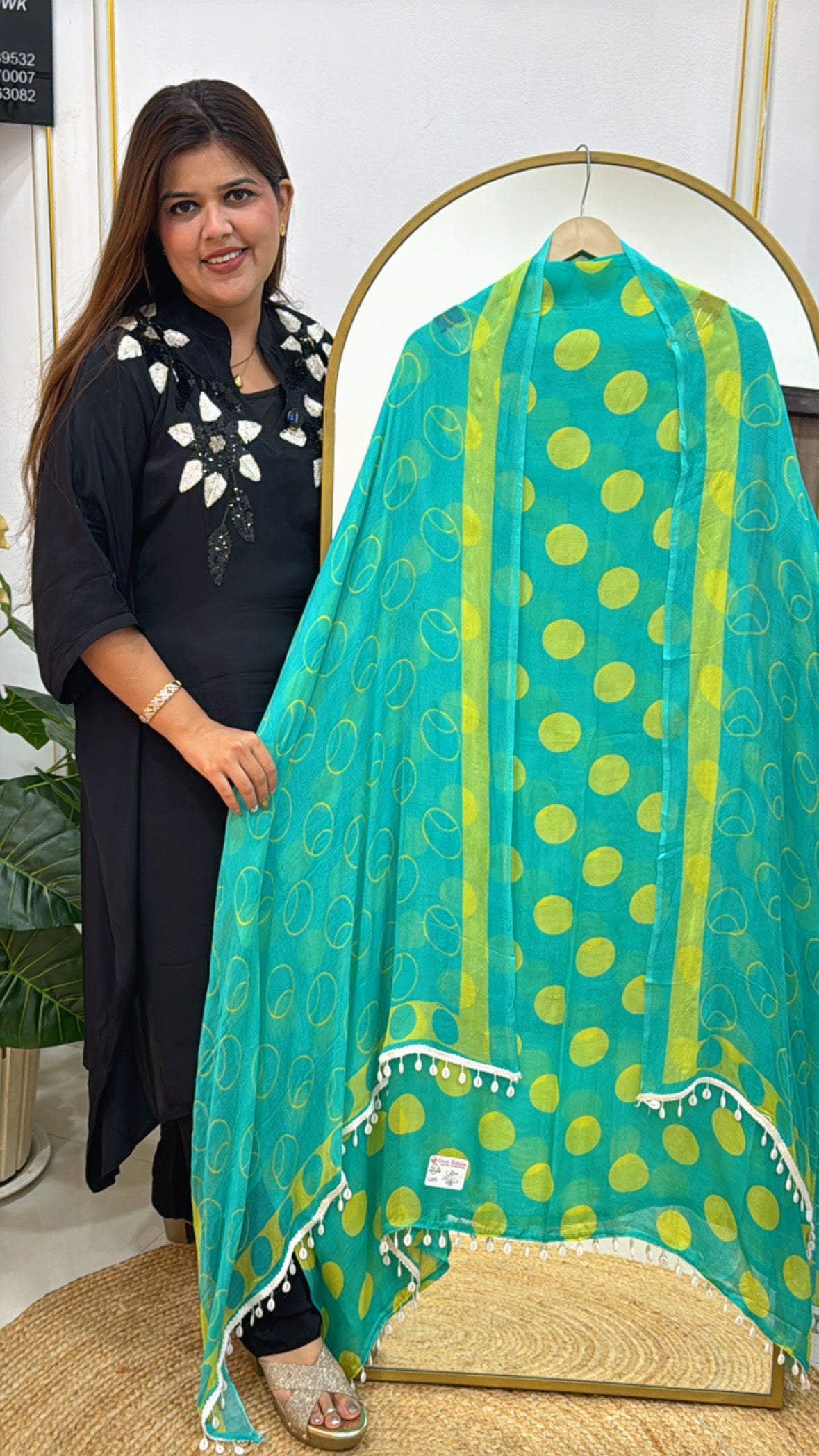 Burberry Raw Silk Unstitched Suit with Polka Style &amp; Chiffon Dupatta GF 309