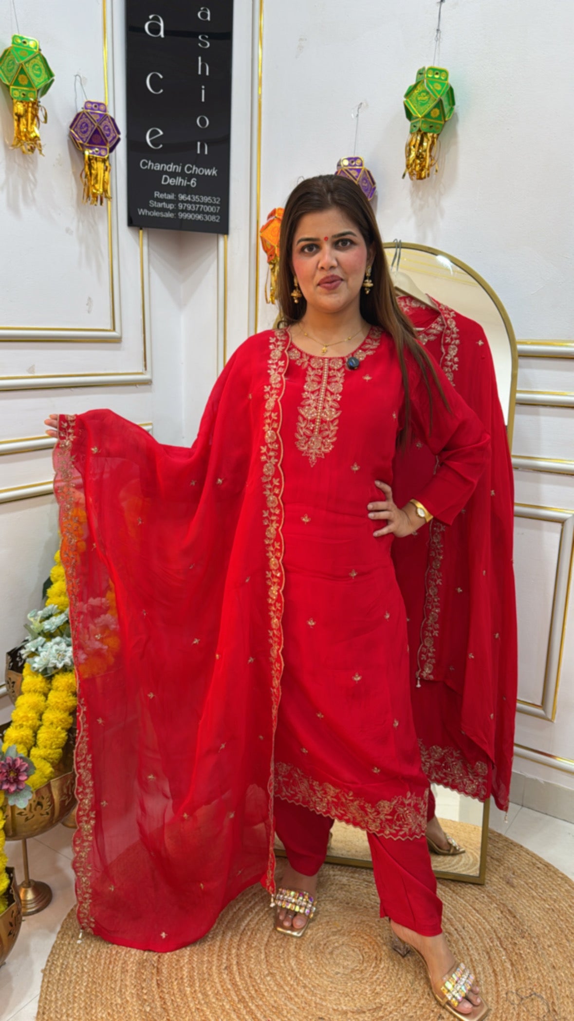 Ready to wear karwa Chauth special pure crepe beautiful suit  GF667