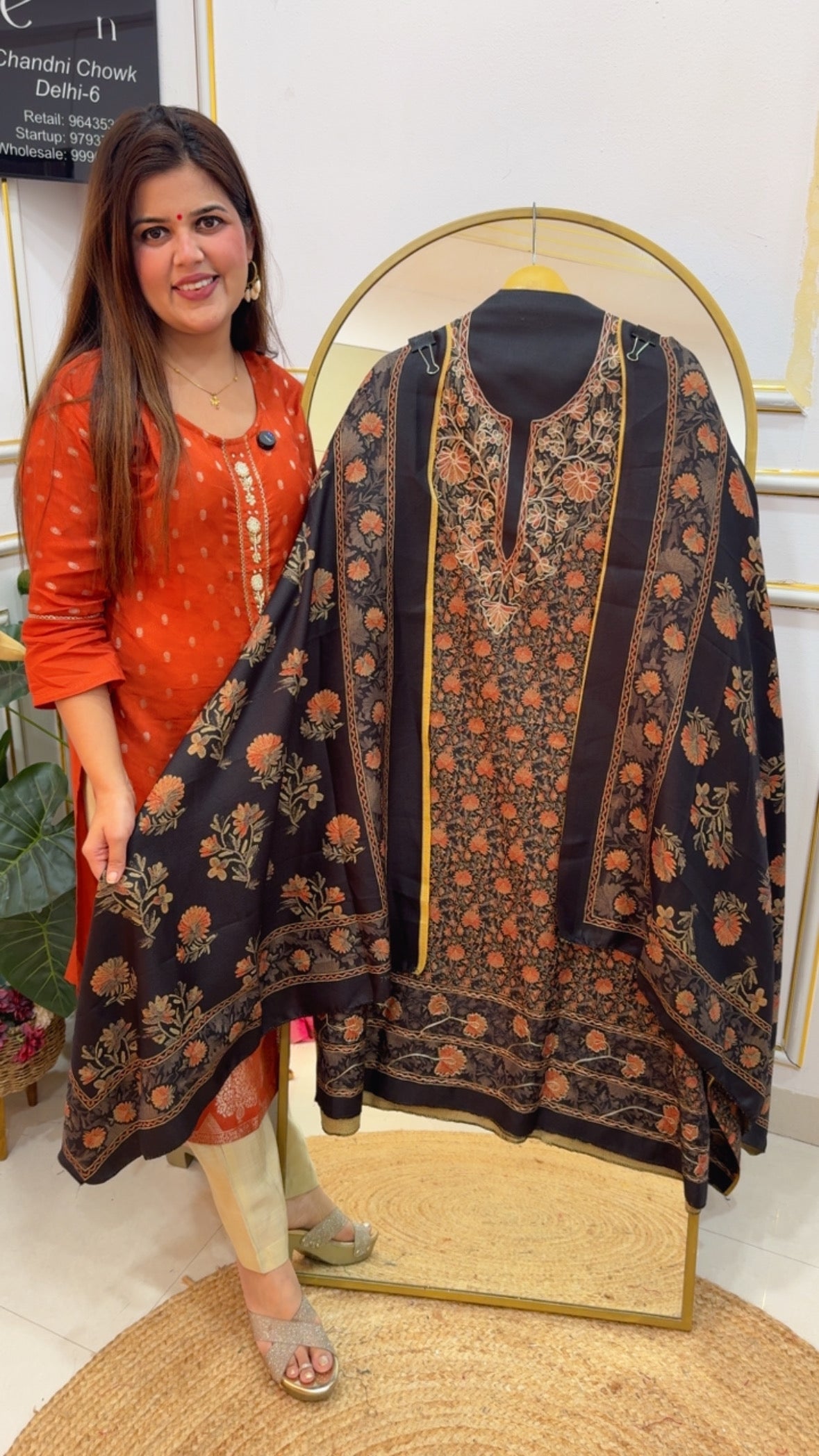 Kashmiri embroidery full weaved pashmina warm suit material with pashmina duapatta and bottom GF780