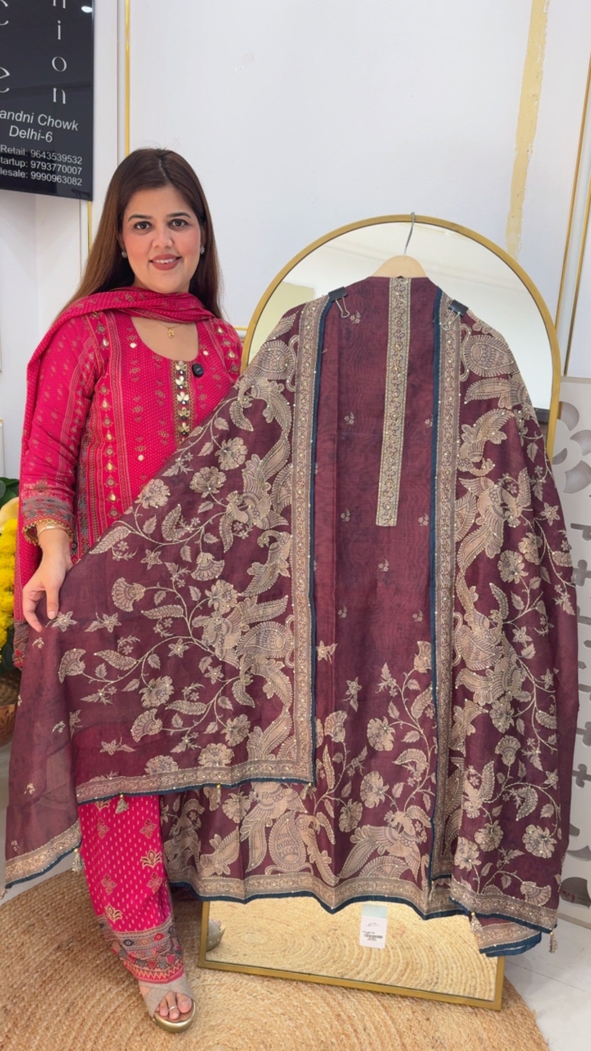 Handcrafted super soft chanderi silk katha embroidered premium suit material GF719